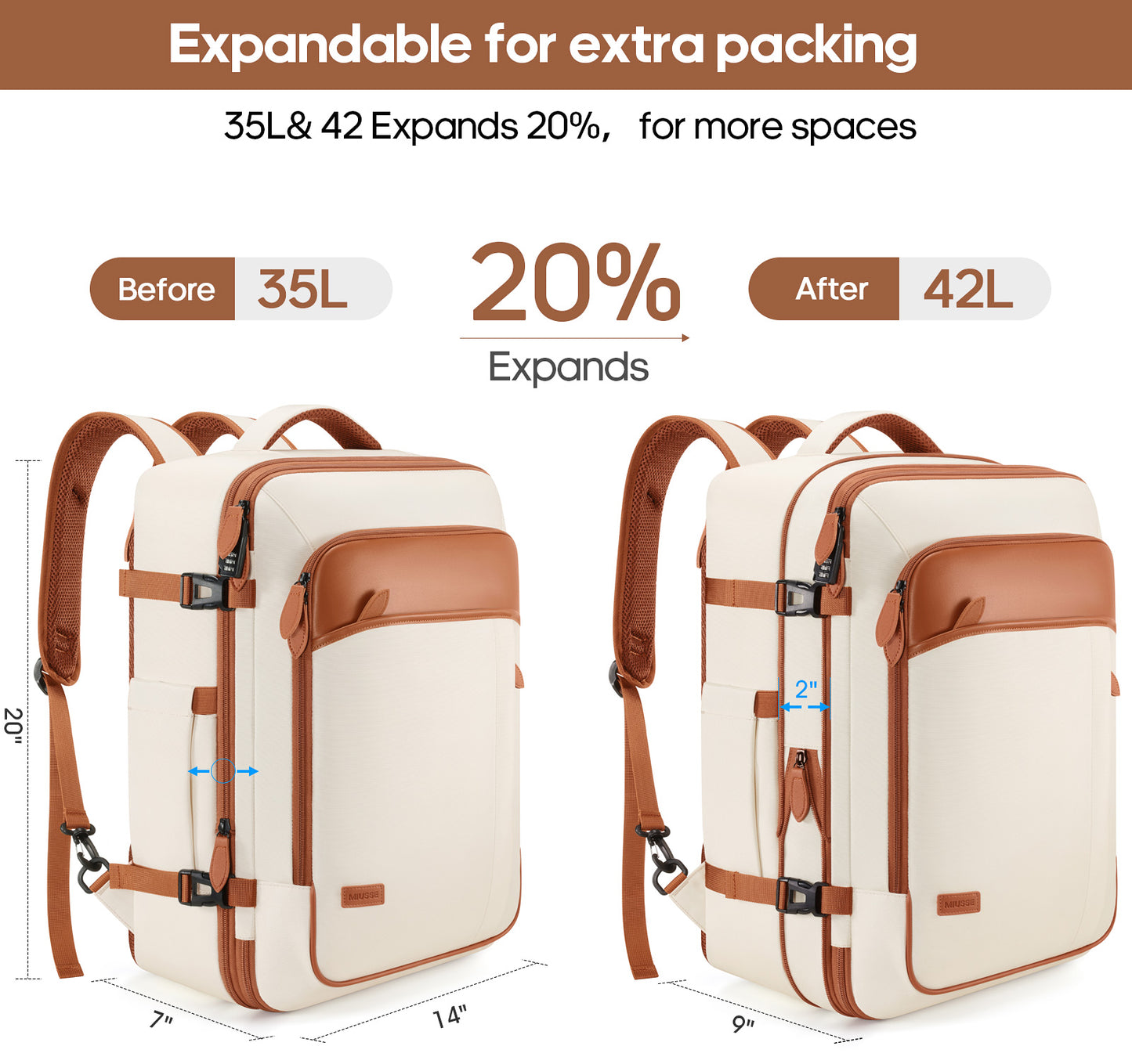 Travel Backpack, 17Inch Laptop Backpack, Carry-on Approved Bag for Men & Women, Waterproof Luggage with Packing Cubes, Shoe Pocket, Personal Item Size for Flights