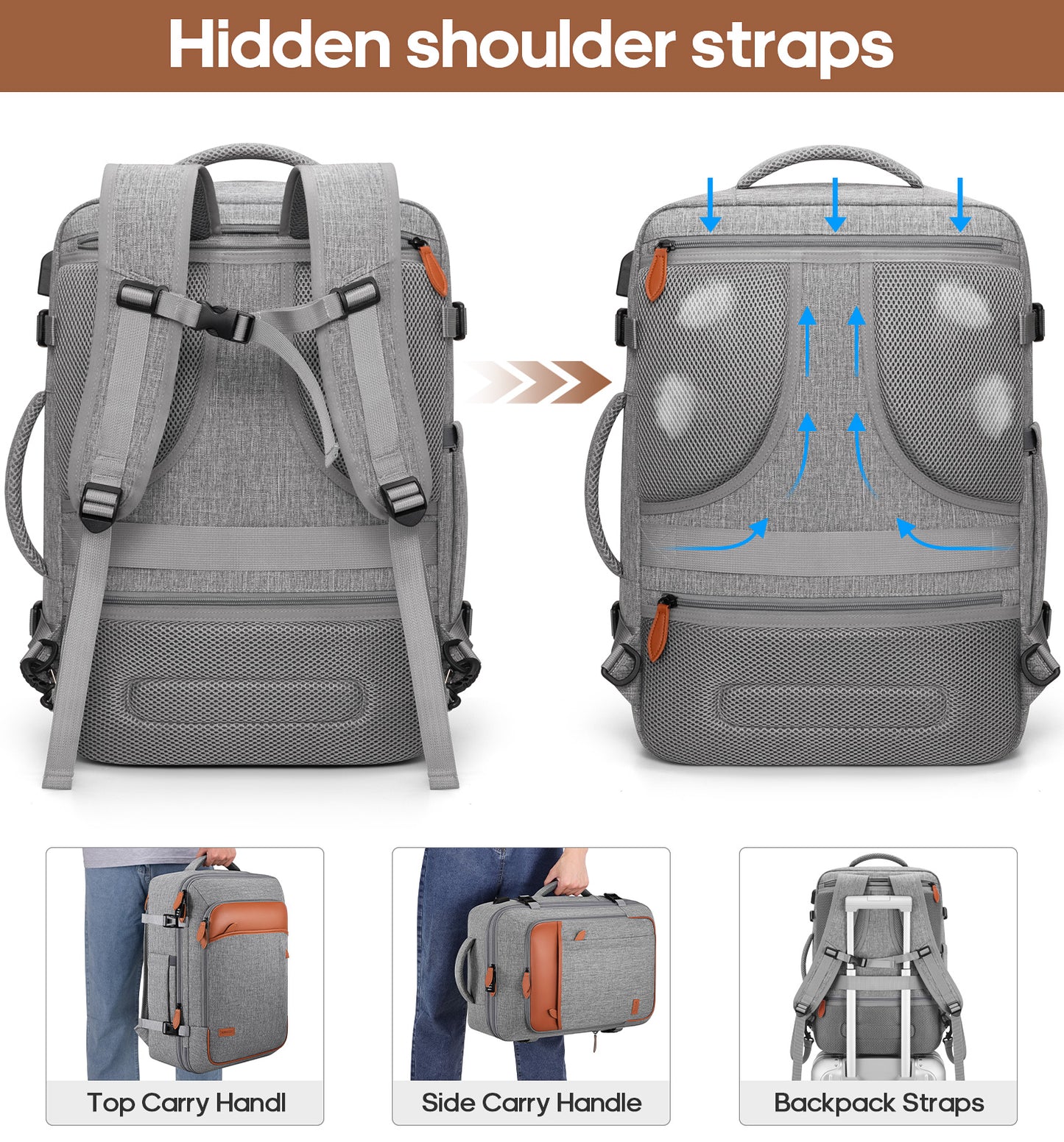 Travel Backpack, 17Inch Laptop Backpack, Carry-on Approved Bag for Men & Women, Waterproof Luggage with Packing Cubes, Shoe Pocket, Personal Item Size for Flights