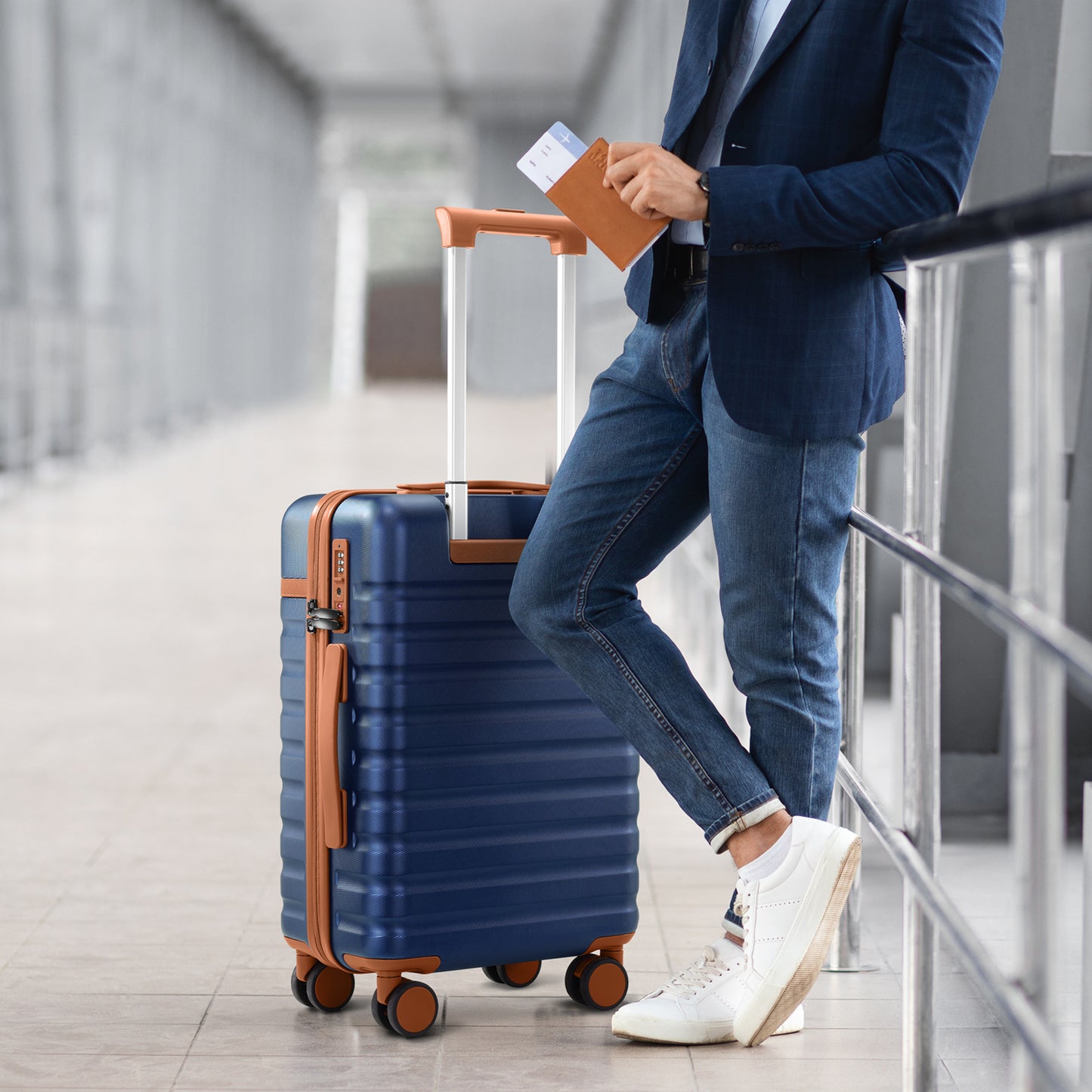 UKEIN Luggage Sets 3 Piece, Carry On Luggage with Wheels, 28 Inch Hardshell Suitcase with TSA Lock, 100% PC Carry On Suitcases Airline Approved With Travel Backpack for Men Women