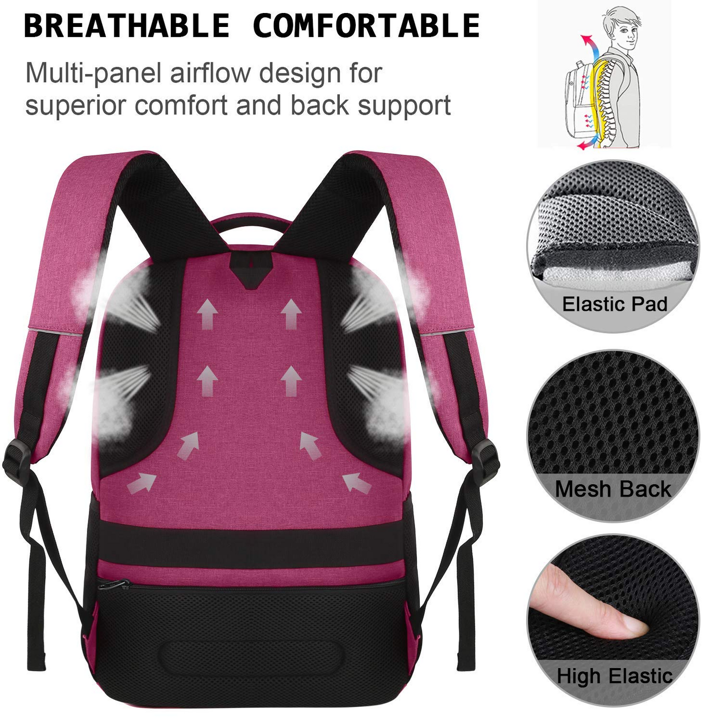 UKEIN Red Laptop Backpack Computer Business Backpack for Adult Water Resistant Anti-Theft Laptop Backpack for Men