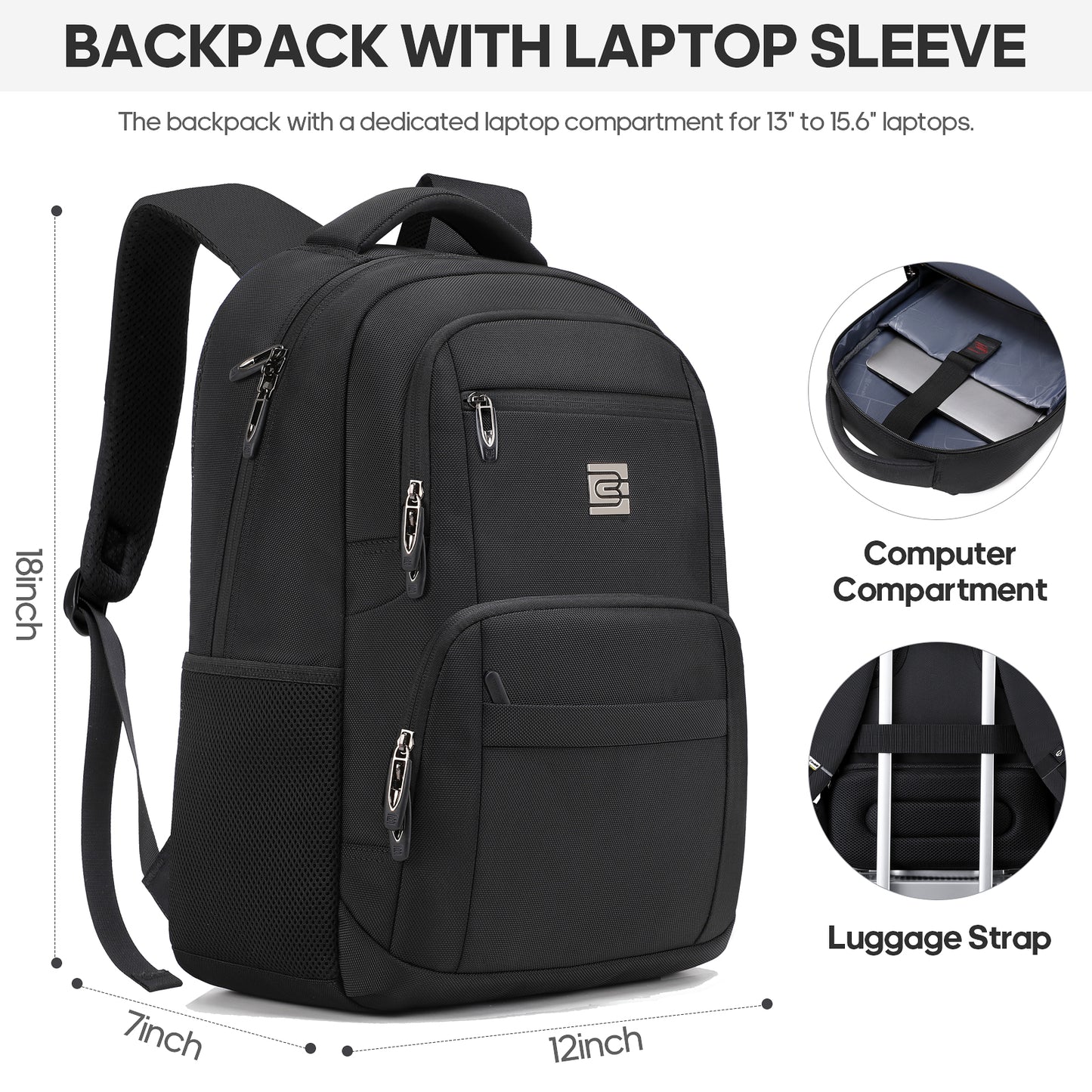 UKEIN Backpacks for Adults Laptop Backpack Water Resistant Backpacks Anti Theft Business Backpacks with Laptop Compartment - Black