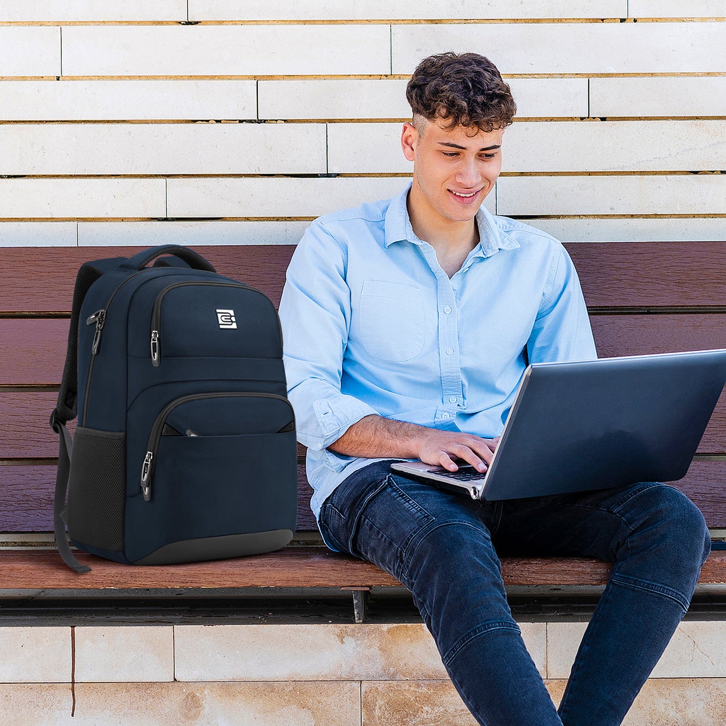 UKEIN Laptop Backpack Water Resistant Backpacks for Adults Anti Theft Business Backpacks with Laptop Compartment Bookbag for Men - Blue