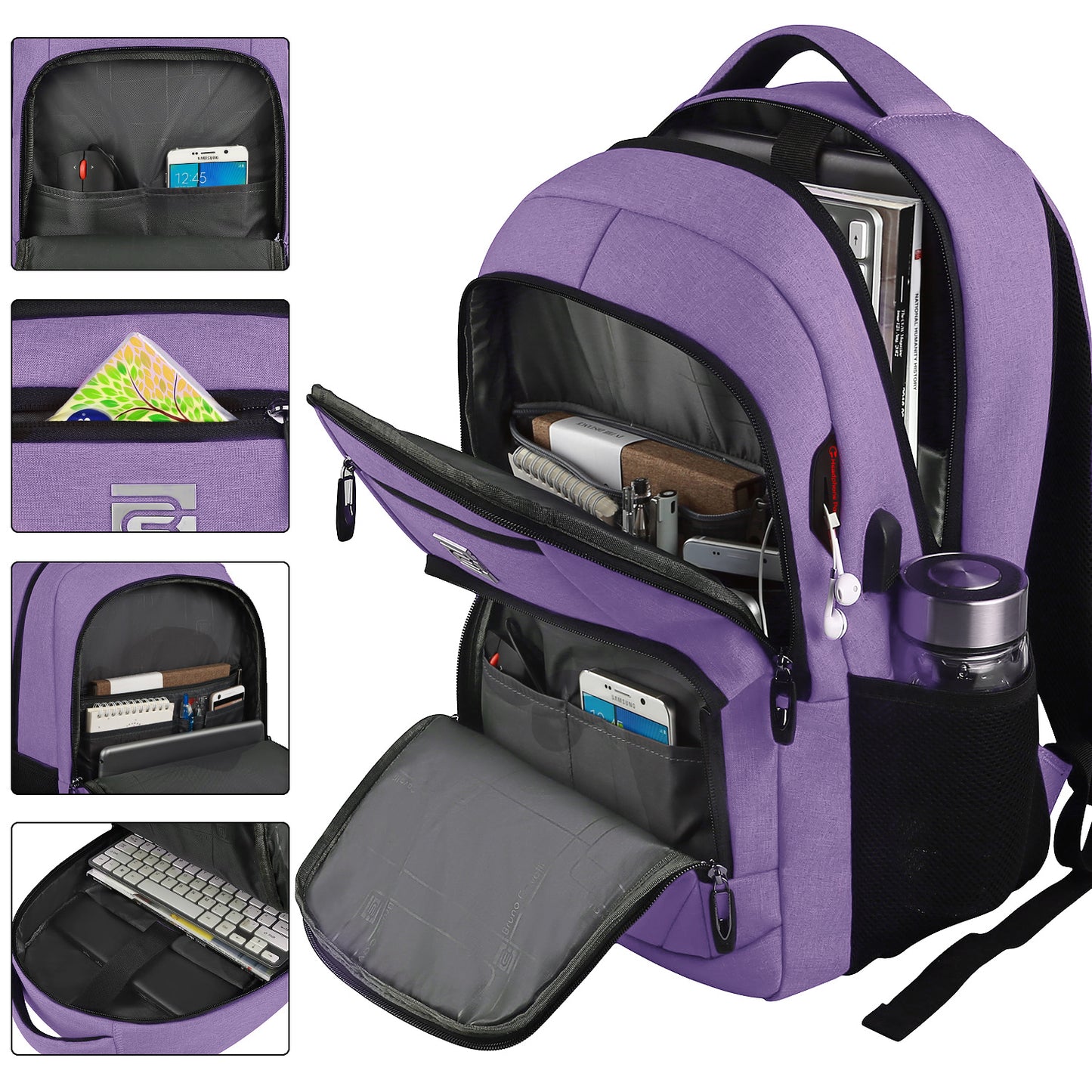 UKEIN Purple Laptop Backpack Computer Business Backpack for Adult Water Resistant Anti-Theft Laptop Backpack for Men