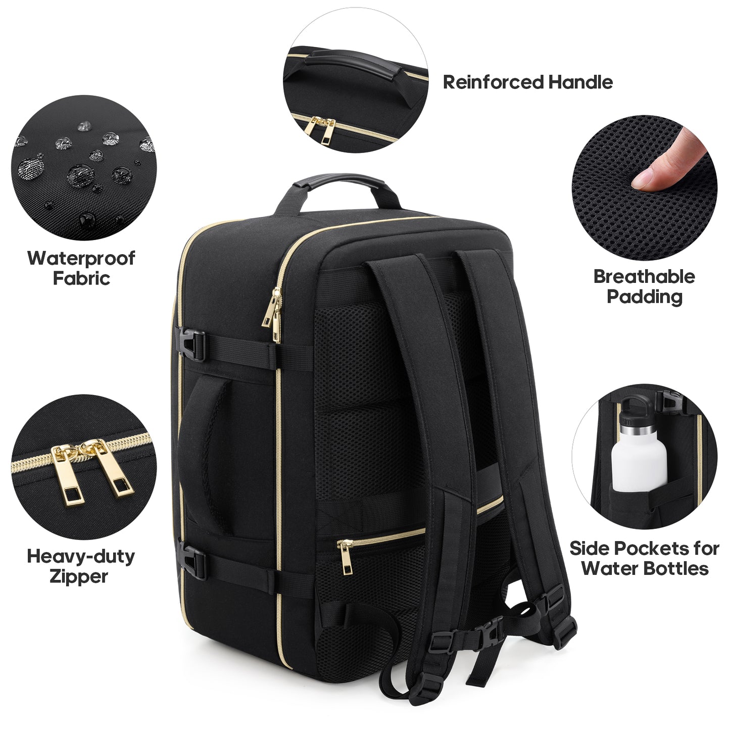 UKEIN Travel Backpack for Women Carry On Backpack Flight Approved 40L Personal Item Backpack Water Proof Backpack with Packing Cubes and Shoe Pocket