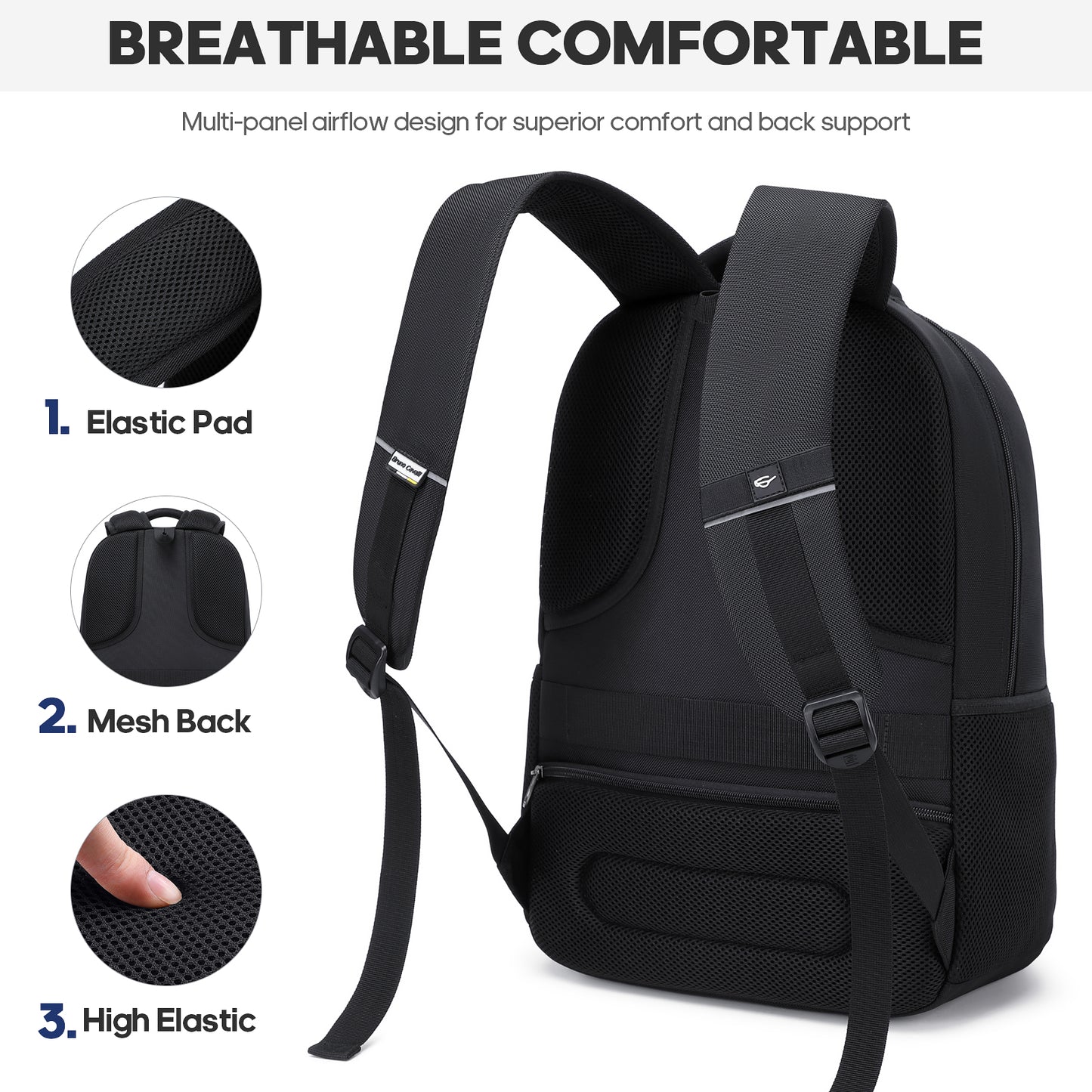 UKEIN Backpacks for Adults Laptop Backpack Water Resistant Backpacks Anti Theft Business Backpacks with Laptop Compartment - Black