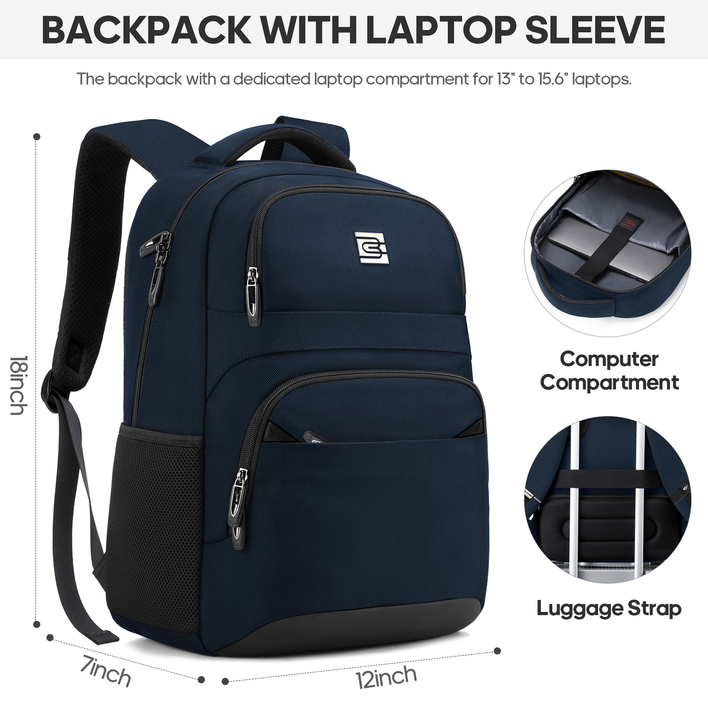 UKEIN Laptop Backpack Water Resistant Backpacks for Adults Anti Theft Business Backpacks with Laptop Compartment Bookbag for Men - Blue
