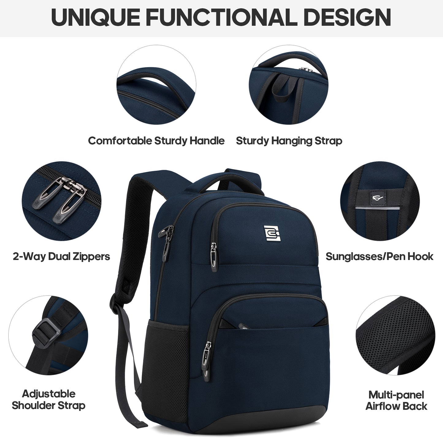 UKEIN Laptop Backpack Water Resistant Backpacks for Adults Anti Theft Business Backpacks with Laptop Compartment Bookbag for Men - Blue