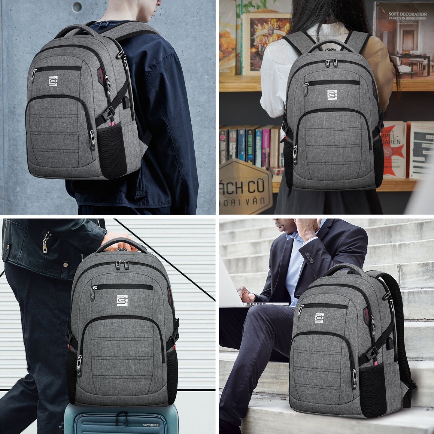 UKEIN Laptop Backpack with USB Charging Port Water Resistant Backpacks for Adults Work Business Laptop Backpack for Men