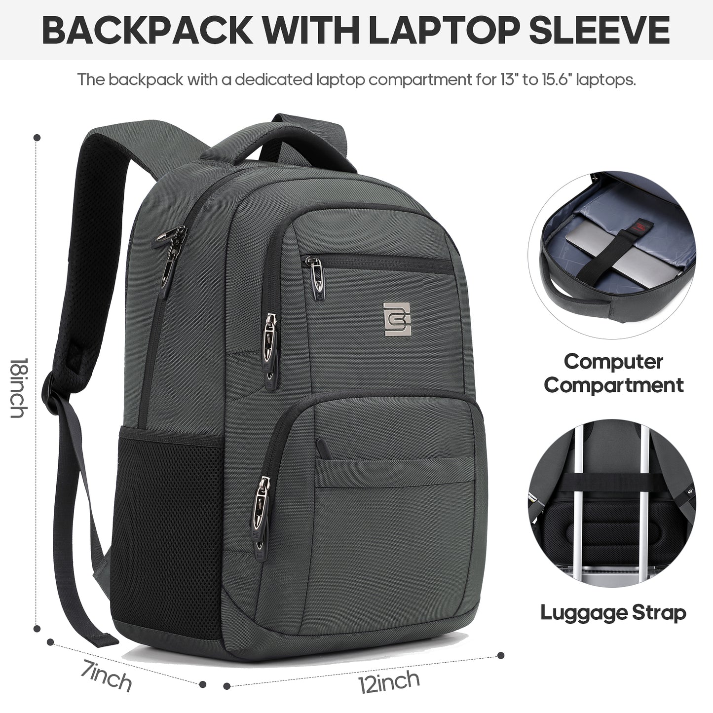UKEIN Backpacks for Adults Laptop Backpack Water Resistant Backpacks Anti Theft Business Backpacks with Laptop Compartment - Gray
