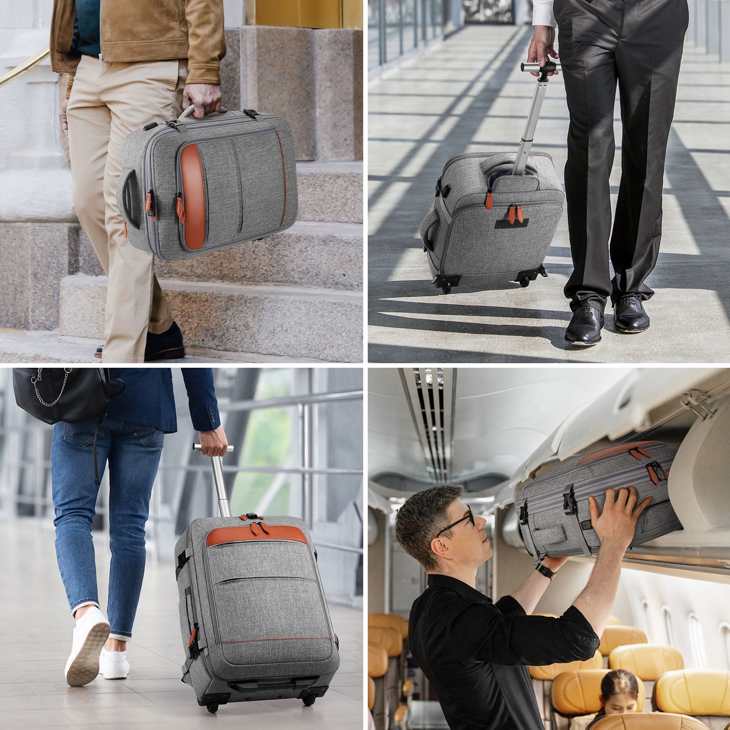 UKEIN Rolling Backpack for Adults with Wheels Backpack with Wheels with USB Charging Port & Combination Lock Roller Backpack with Packing Cubes and Shoe Pocket