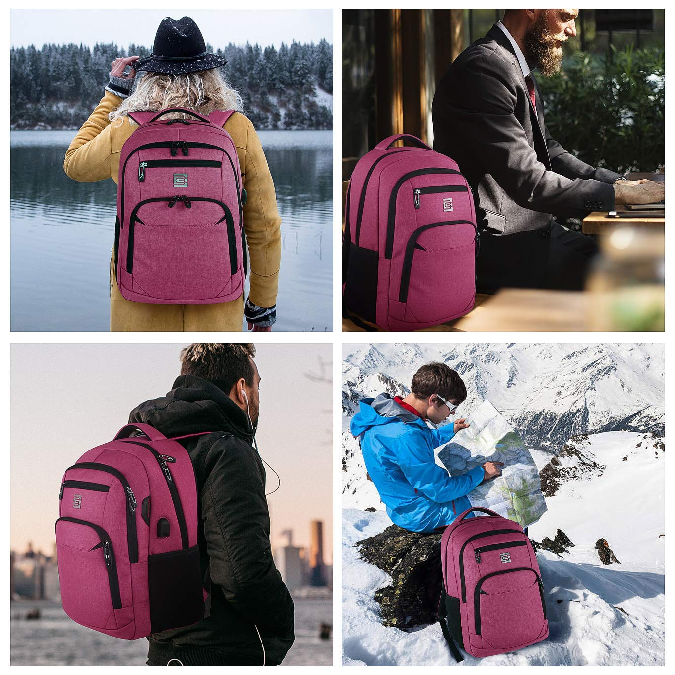 UKEIN Red Laptop Backpack Computer Business Backpack for Adult Water Resistant Anti-Theft Laptop Backpack for Men