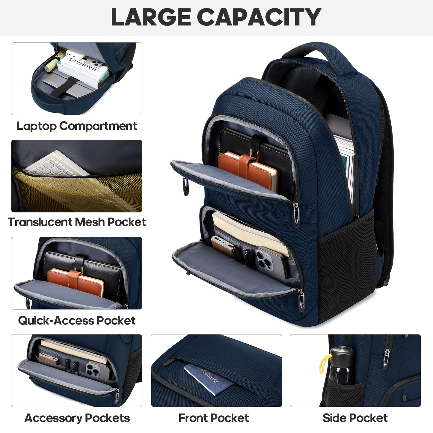 UKEIN Backpacks for Adults Laptop Backpack Water Resistant Backpacks Anti Theft Business Backpacks with Laptop Compartment - Blue