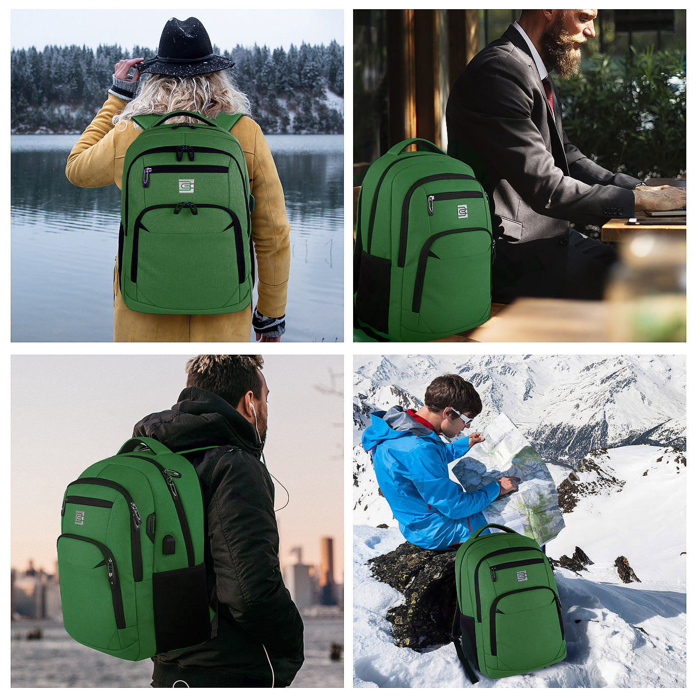 UKEIN Green Laptop Backpack Computer Business Backpack for Adult Water Resistant Anti-Theft Laptop Backpack for Men