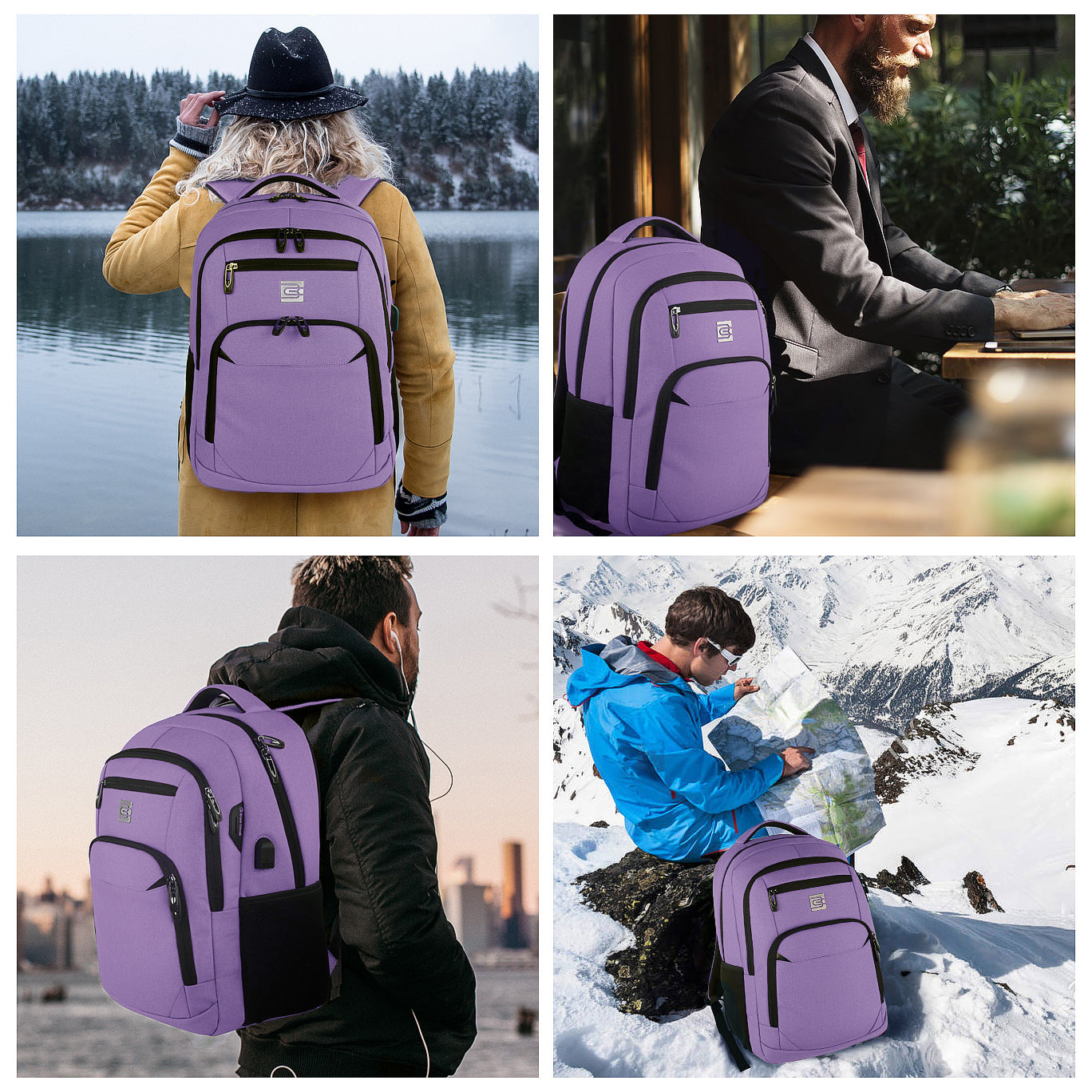 UKEIN Purple Laptop Backpack Computer Business Backpack for Adult Water Resistant Anti-Theft Laptop Backpack for Men