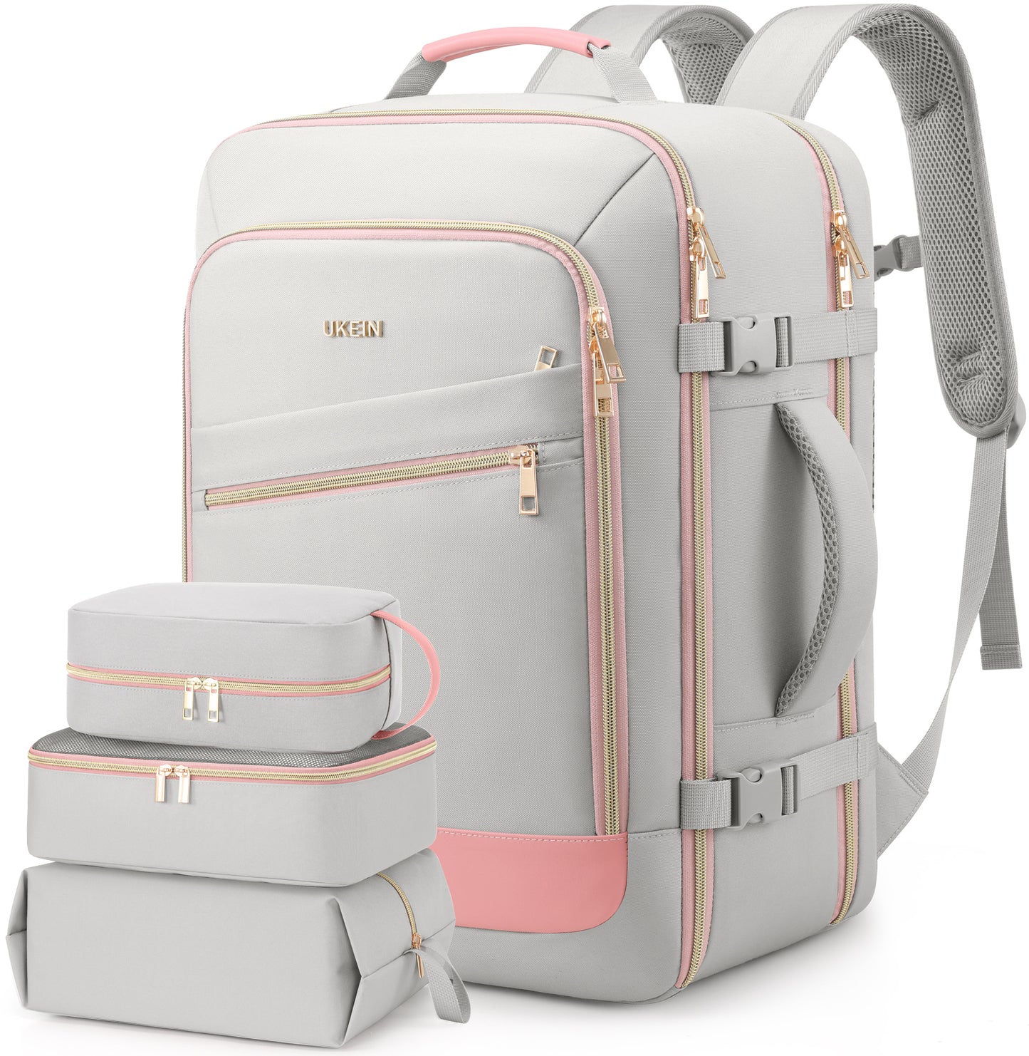UKEIN Travel Backpack for Women Carry On Backpack Flight Approved 40L Personal Item Backpack Water Proof Backpack with Packing Cubes and Shoe Pocket