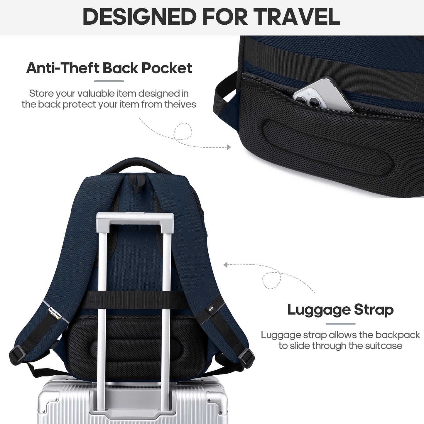 UKEIN Backpacks for Adults Laptop Backpack Water Resistant Backpacks Anti Theft Business Backpacks with Laptop Compartment - Blue