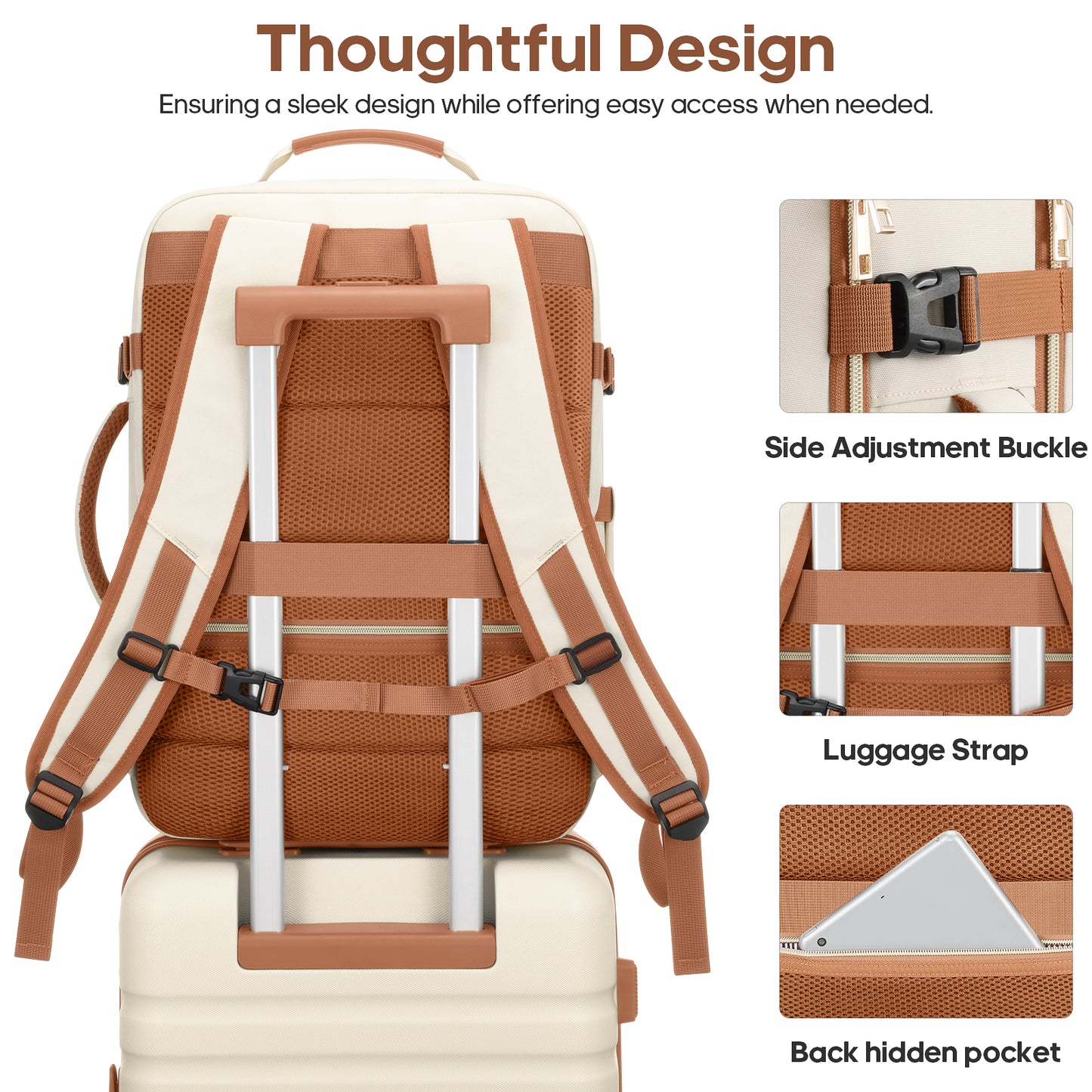 UKEIN Travel Backpack for Women Carry On Backpack Flight Approved 40L Personal Item Backpack Water Proof Backpack with Packing Cubes and Shoe Pocket