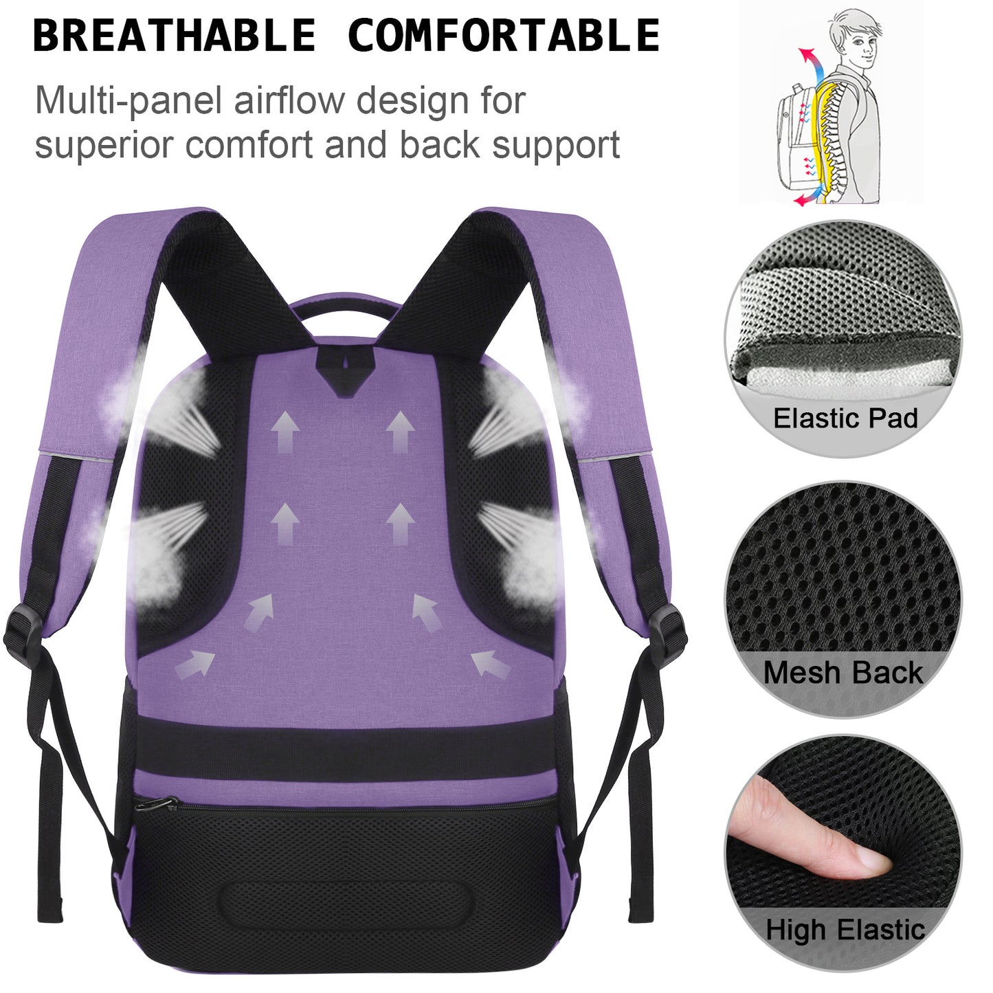 UKEIN Purple Laptop Backpack Computer Business Backpack for Adult Water Resistant Anti-Theft Laptop Backpack for Men