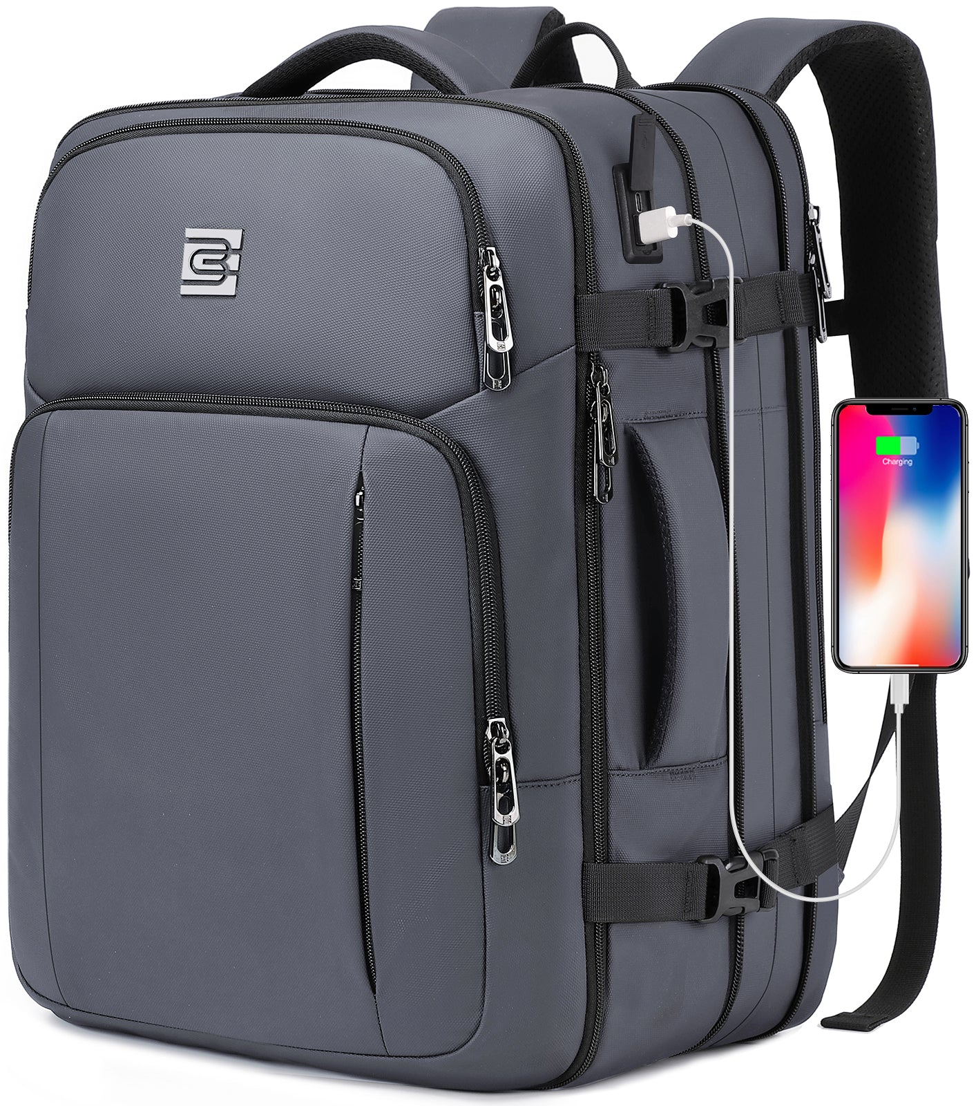 UKEIN Travel Backpack for Adults with USB Charging Port 36L Expandable Carry On Backpack Water-resistant Business Travel Backpack for Men