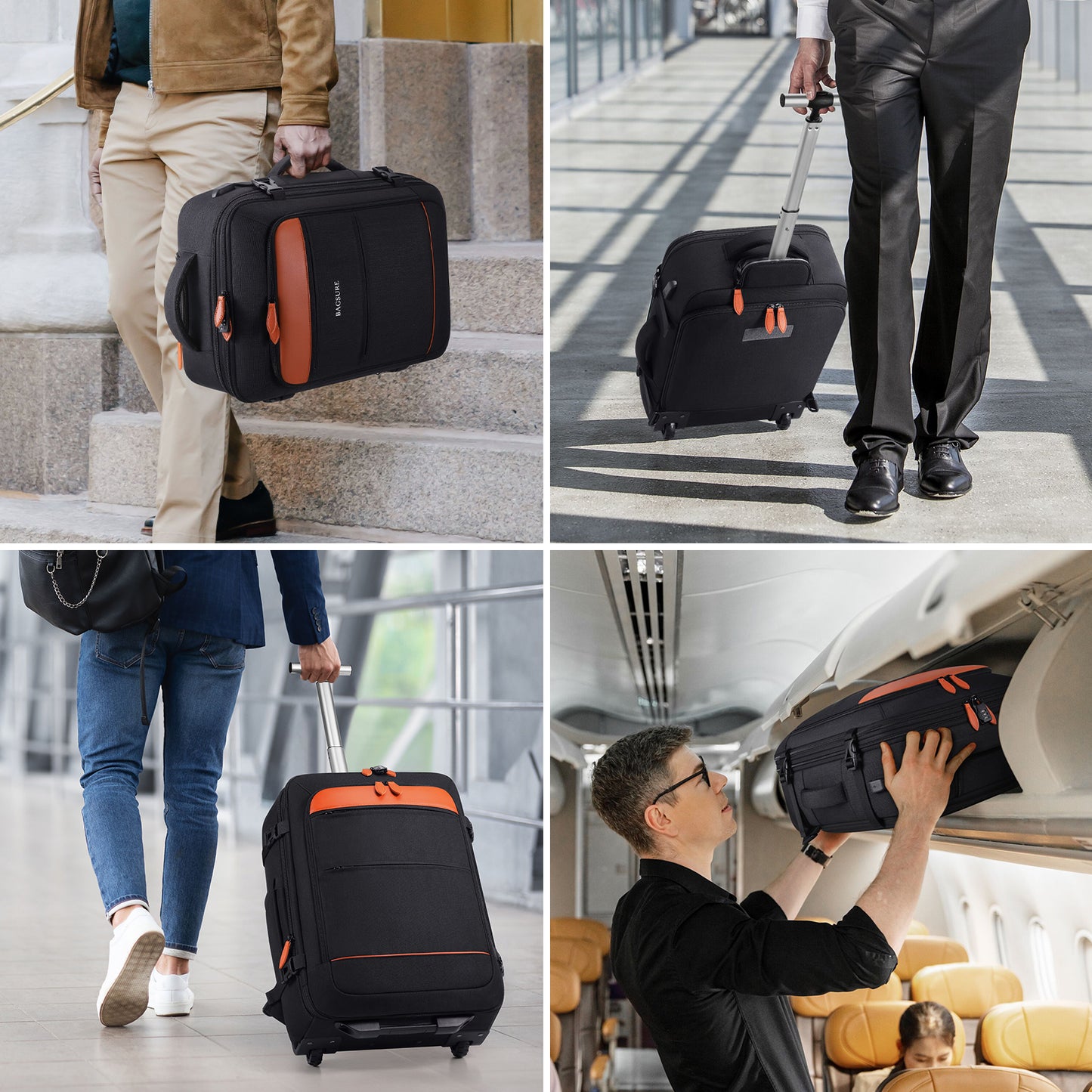 UKEIN Rolling Backpack for Adults with Wheels Backpack with Wheels with USB Charging Port & Combination Lock Roller Backpack with Packing Cubes and Shoe Pocket