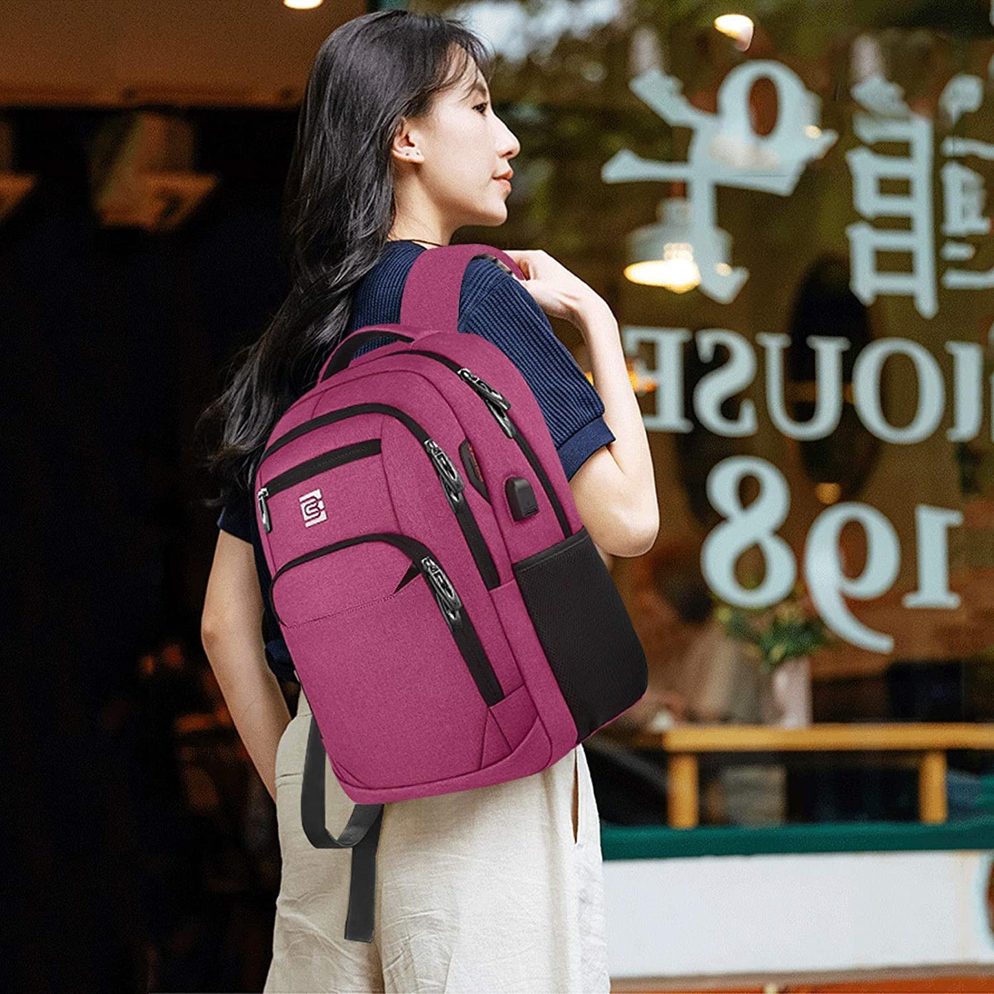 UKEIN Red Laptop Backpack Computer Business Backpack for Adult Water Resistant Anti-Theft Laptop Backpack for Men