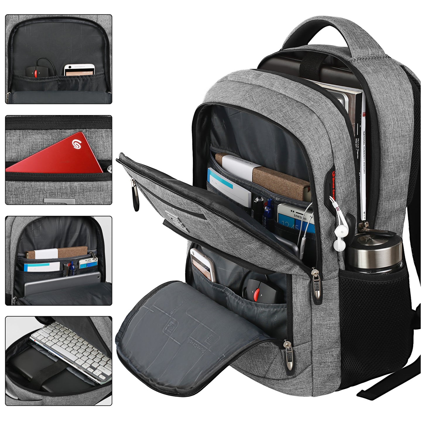 UKEIN Gray Laptop Backpack Computer Business Backpack for Adult Water Resistant Anti-Theft Laptop Backpack for Men
