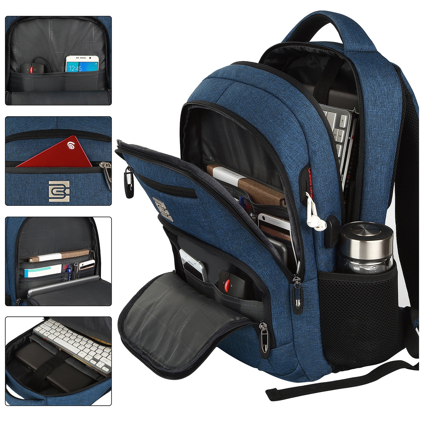 UKEIN Blue Laptop Backpack Computer Business Backpack for Adult Water Resistant Anti-Theft Laptop Backpack for Men