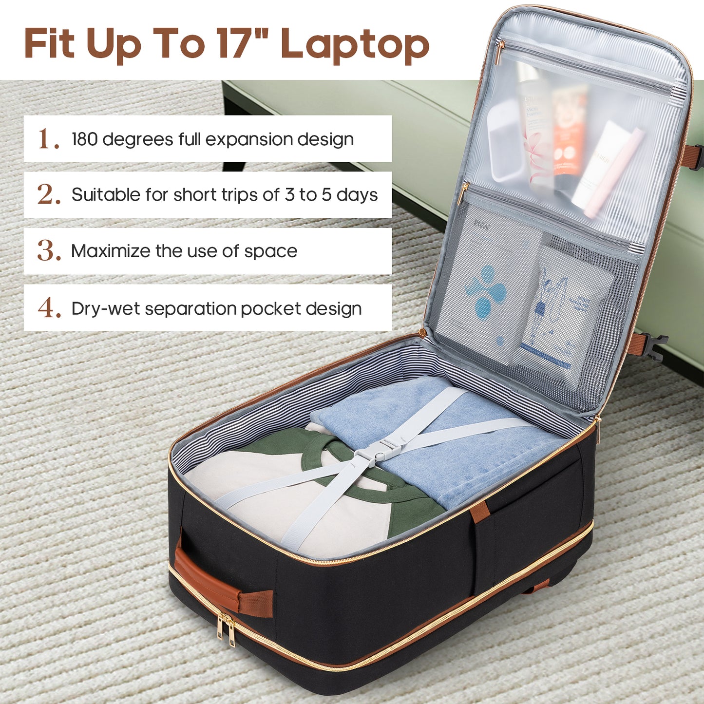 UKEIN Travel Backpack for Women Carry On Backpack Flight Approved 40L Personal Item Backpack Water Proof Backpack with Packing Cubes and Shoe Pocket
