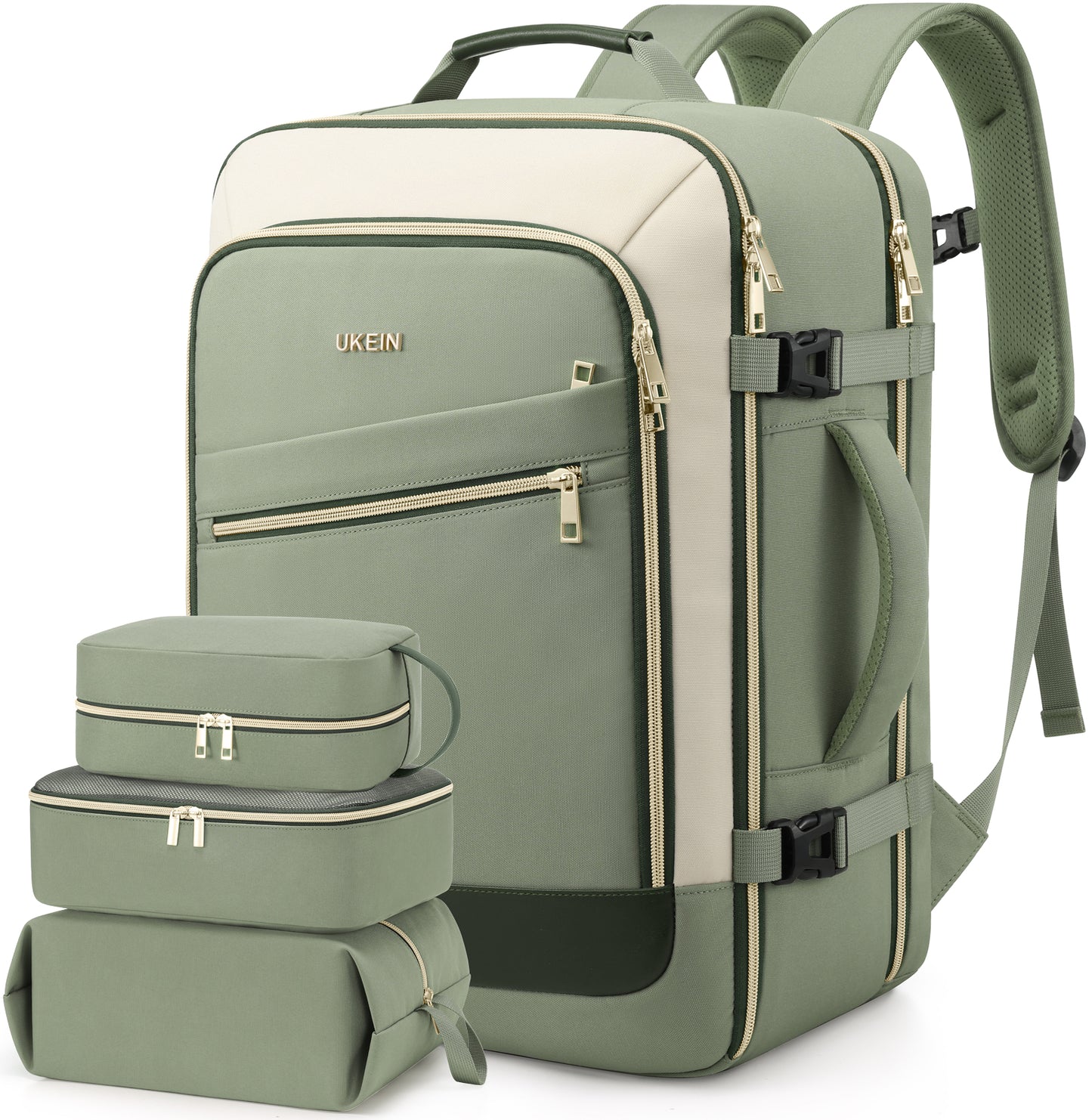 UKEIN Travel Backpack for Women Carry On Backpack Flight Approved 40L Personal Item Backpack Water Proof Backpack with Packing Cubes and Shoe Pocket