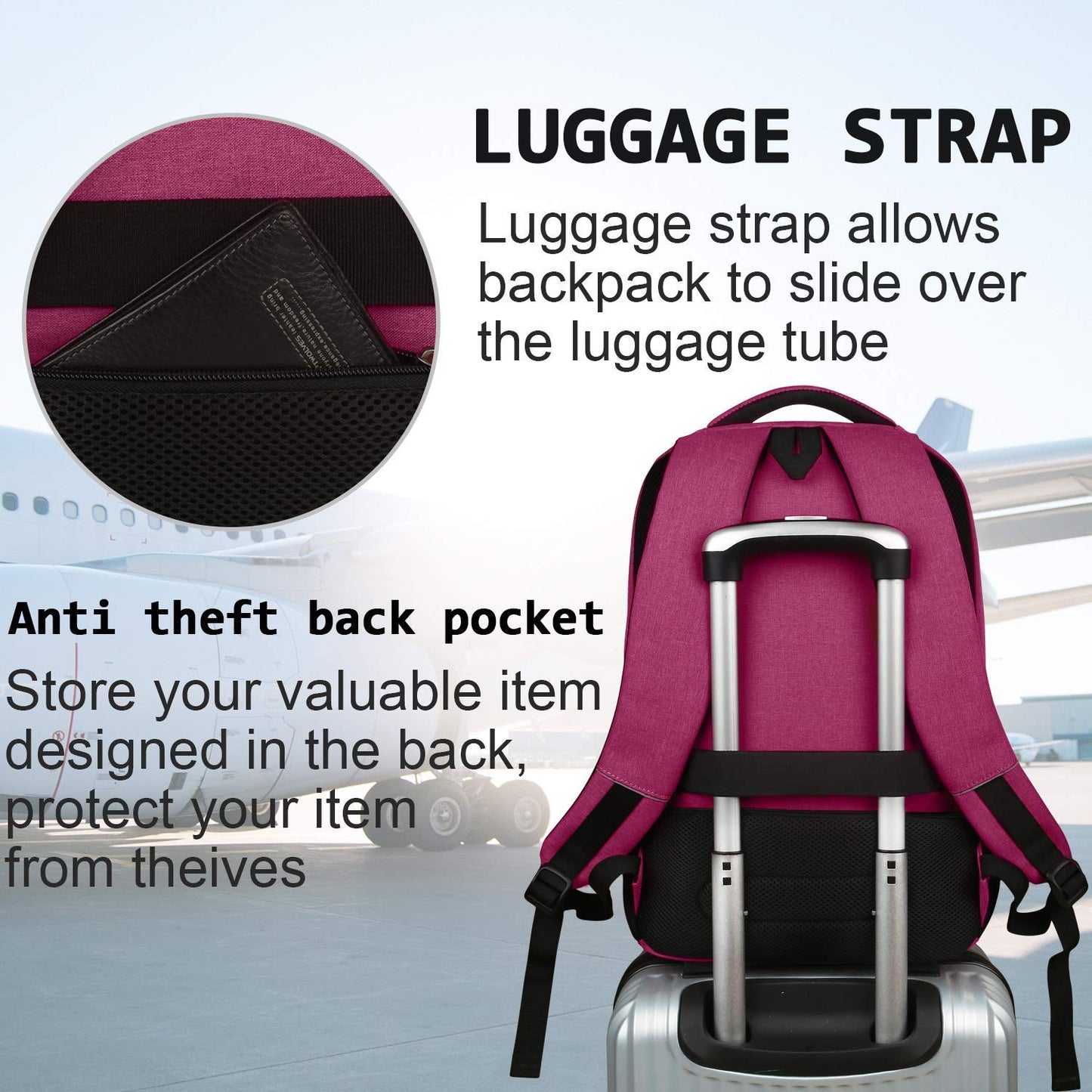 UKEIN Red Laptop Backpack Computer Business Backpack for Adult Water Resistant Anti-Theft Laptop Backpack for Men