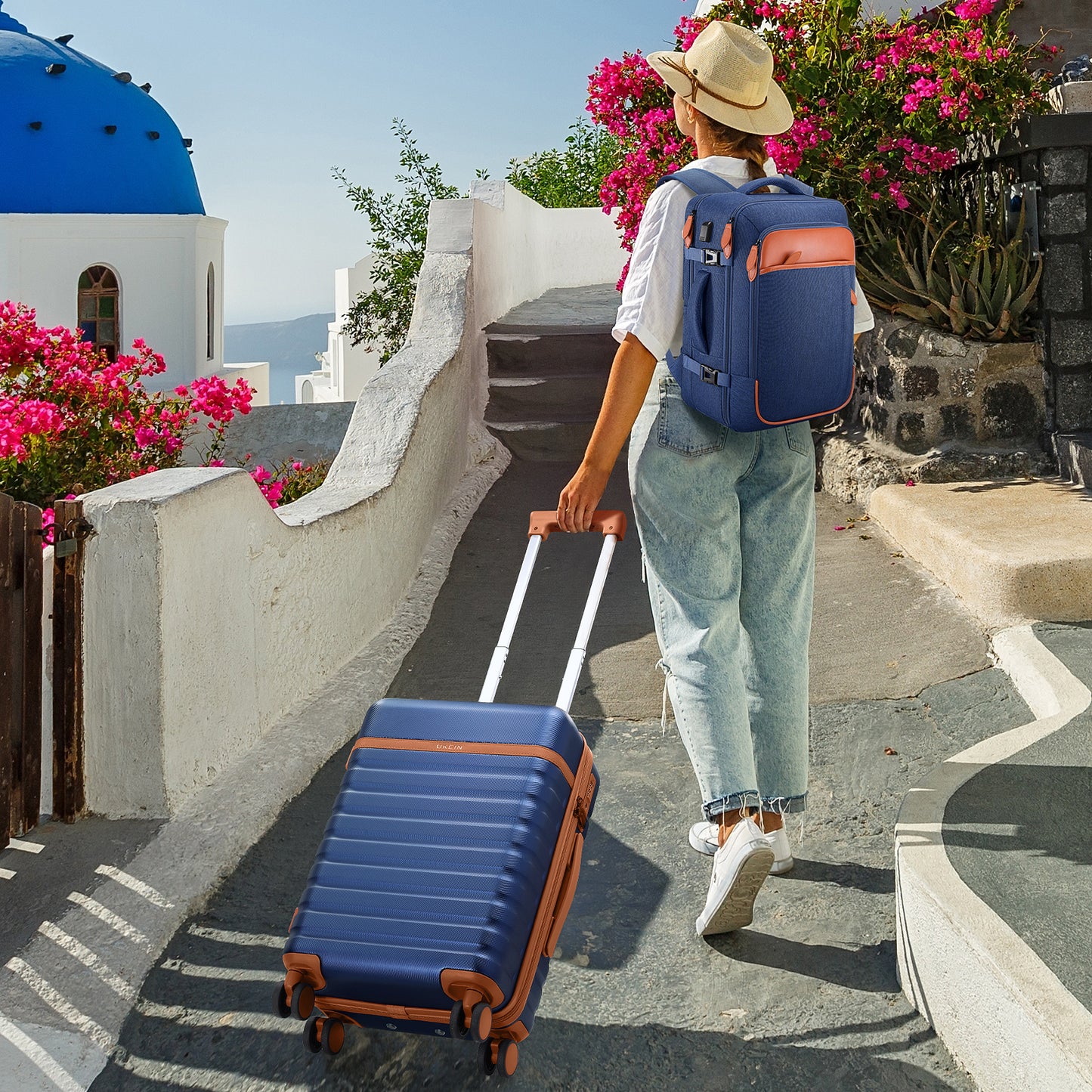 UKEIN Luggage Sets 3 Piece, Carry On Luggage with Wheels, 20 Inch Hardshell Suitcase with TSA Lock, 100% PC Carry On Suitcases Airline Approved With Travel Backpack for Men Women
