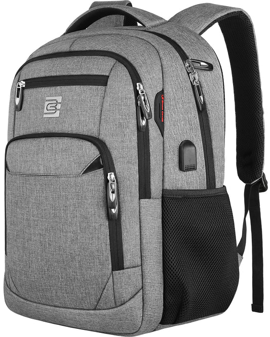 Laptop Backpack,Business Travel Anti Theft Slim Durable Laptops Backpack with USB Charging Port,Water Resistant College Computer Bag for Women & Men Fits 15.6 Inch Laptop and Notebook - Grey