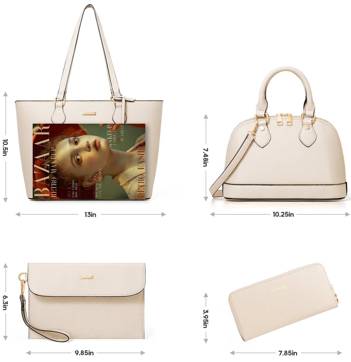 Women Handbags Set 4pcs Purses for Women Tote Bags Satchel Shoulder Bag Wristlet Bag Clutch Purse for Women