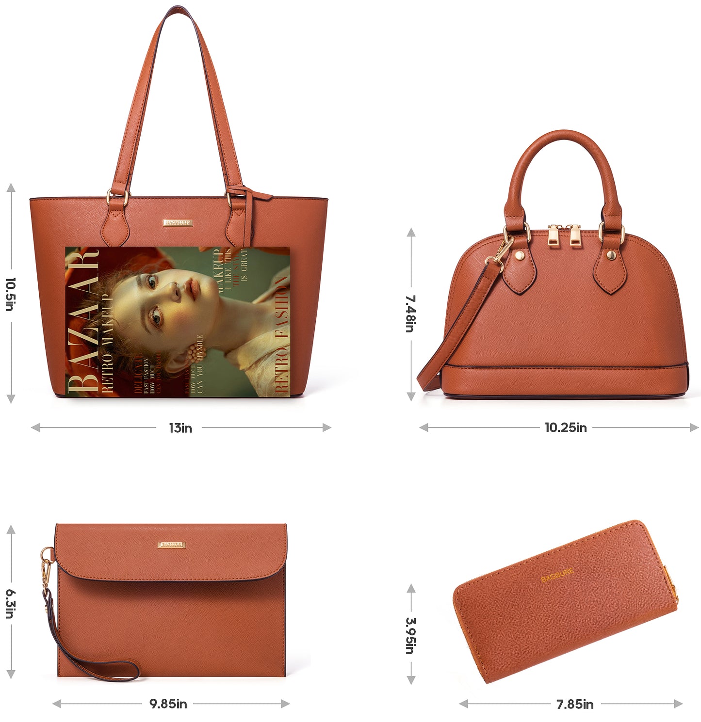 Women Handbags Set 4pcs Purses for Women Tote Bags Satchel Shoulder Bag Wristlet Bag Clutch Purse for Women