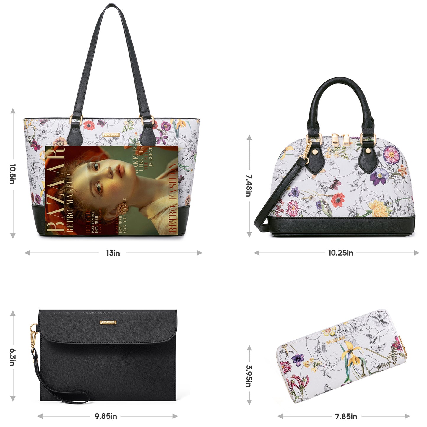 Women Handbags Set 4pcs Purses for Women Tote Bags Satchel Shoulder Bag Wristlet Bag Clutch Purse for Women