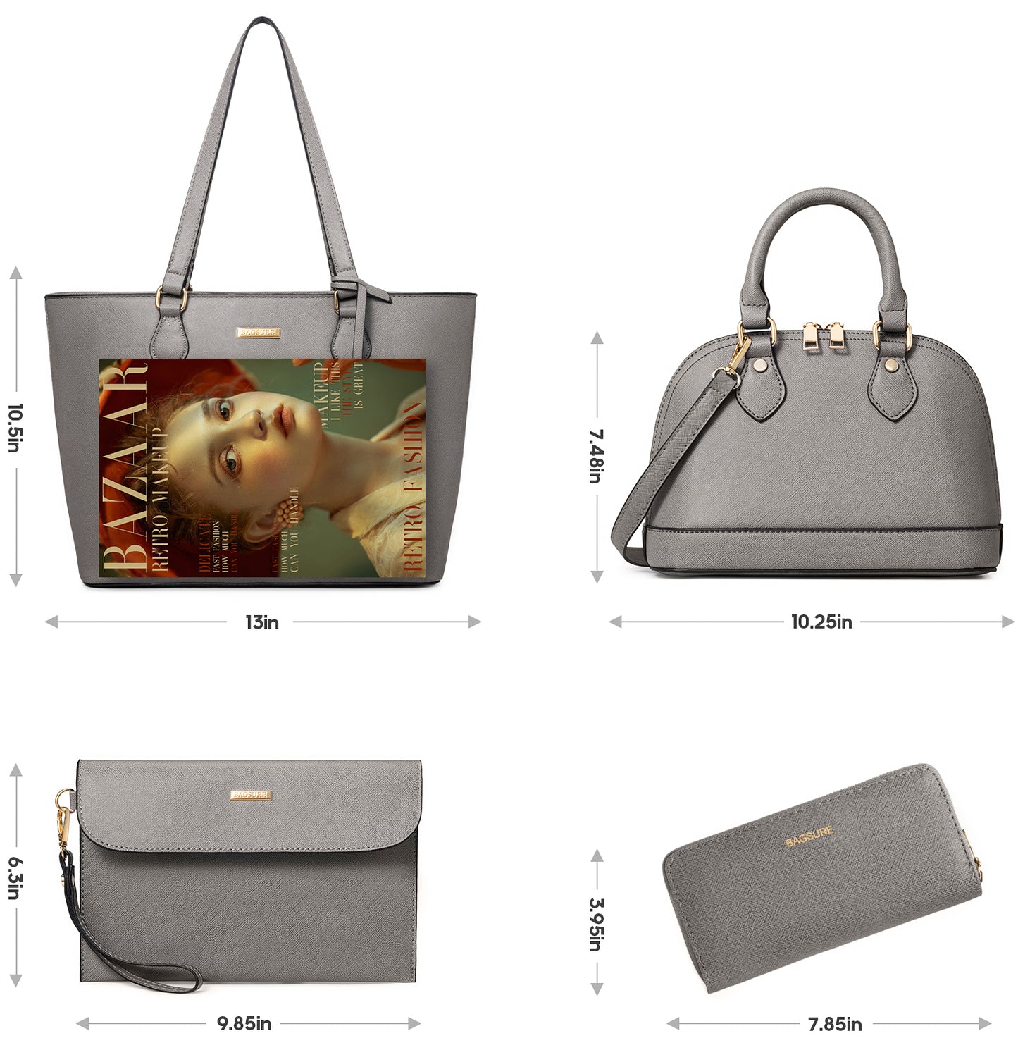 Women Handbags Set 4pcs Purses for Women Tote Bags Satchel Shoulder Bag Wristlet Bag Clutch Purse for Women