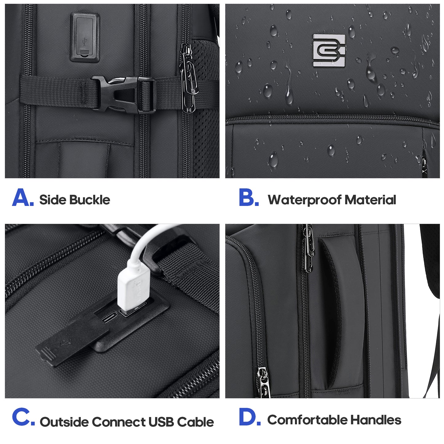 UKEIN Travel Backpack for Adults with USB Charging Port 36L Expandable Carry On Backpack Water-resistant Business Travel Backpack for Men