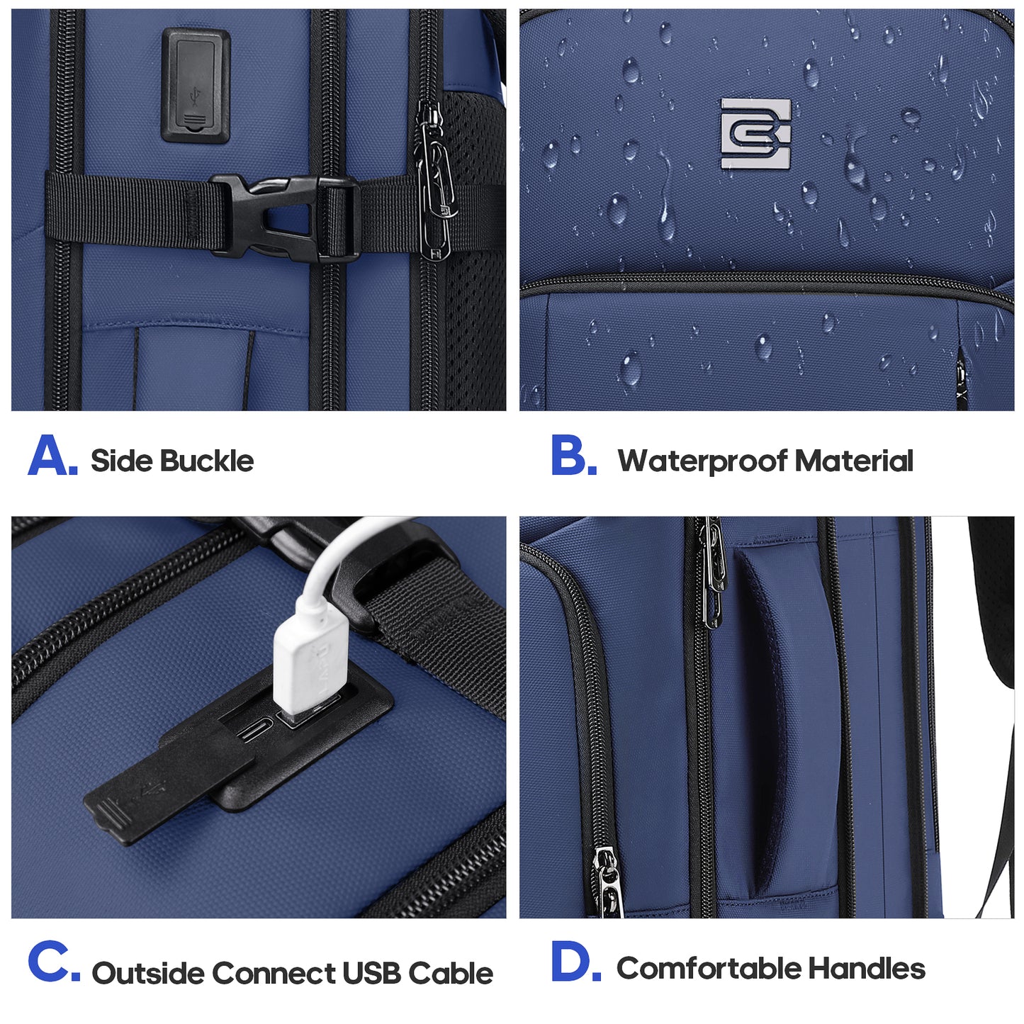 UKEIN Travel Backpack for Adults with USB Charging Port 36L Expandable Carry On Backpack Water-resistant Business Travel Backpack for Men