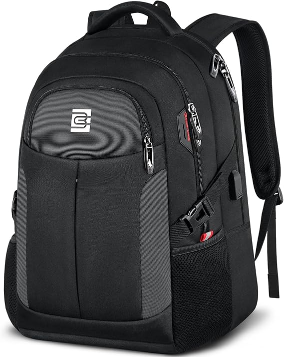 UKEIN Backpack for Adults Black Backpack with USB Charging Port Laptop Backpack Water Resistant Work Business Backpack for Men