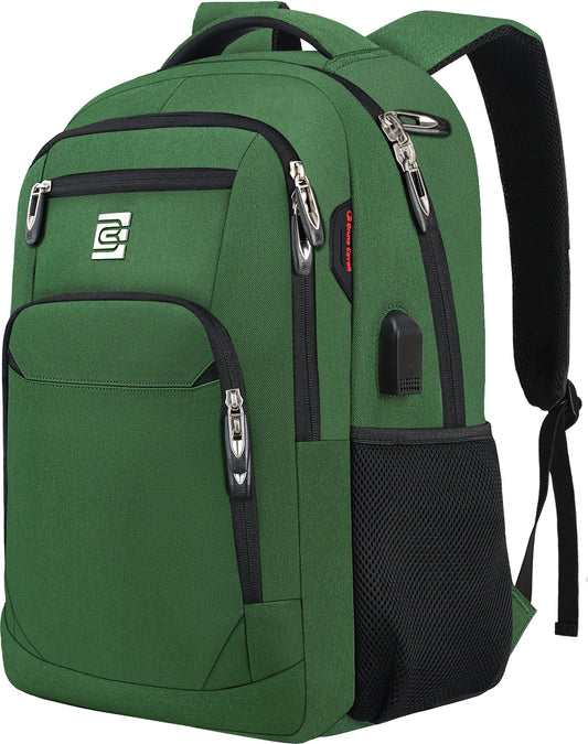 UKEIN Green Laptop Backpack Computer Business Backpack for Adult Water Resistant Anti-Theft Laptop Backpack for Men