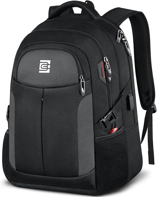 UKEIN Backpack for Adults Black Backpack with USB Charging Port Laptop Backpack Water Resistant Work Business Backpack for Men