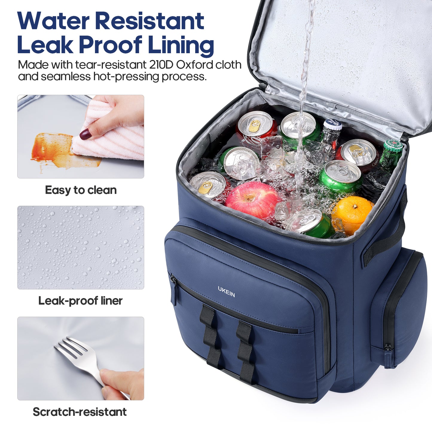 UKEIN 50 Can Backpack Cooler Insulated Leak Proof Soft Sided Cooler Backpack Waterproof Lunch Backpack for Men Women Camping Beach Picnic Work