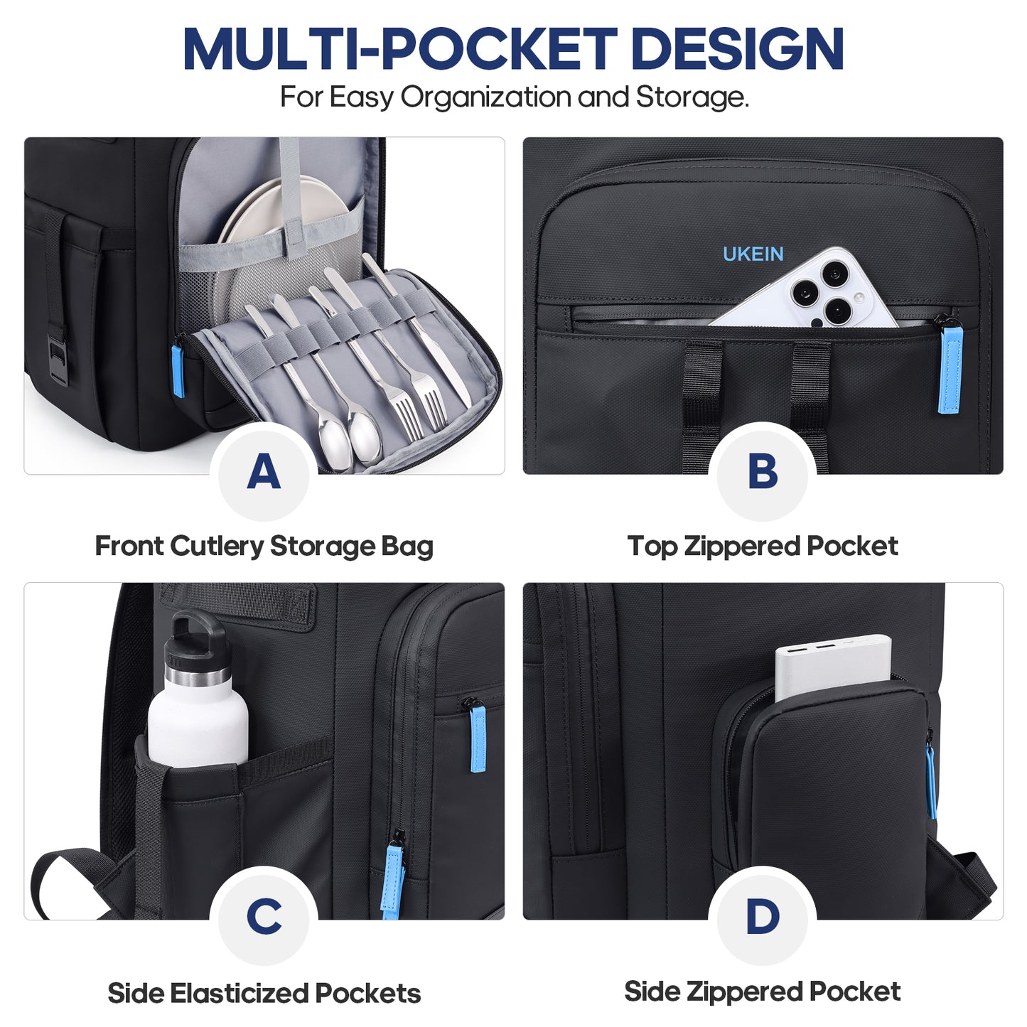 UKEIN 50 Can Backpack Cooler Insulated Leak Proof Soft Sided Cooler Backpack Waterproof Lunch Backpack for Men Women Camping Beach Picnic Work