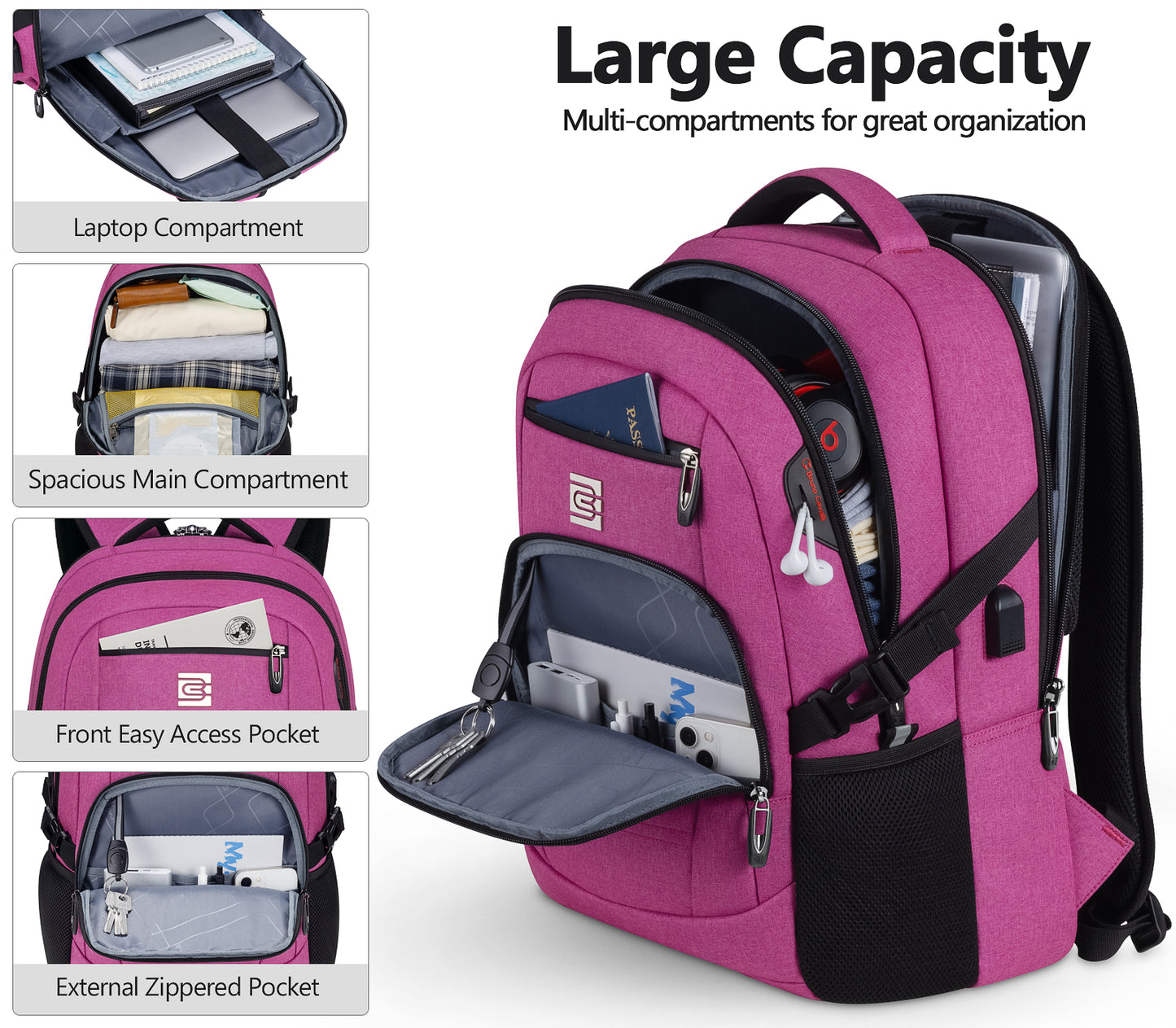 UKEIN Laptop Backpack with USB Charging Port Water Resistant Backpacks for Adults Work Business Laptop Backpack for Men