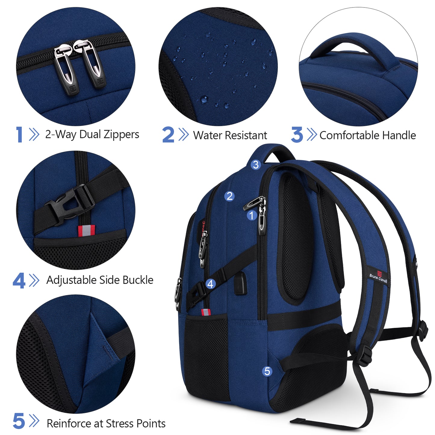 UKEIN Laptop Backpack with USB Charging Port Water Resistant Travel Work Business Laptop Backpack for Men