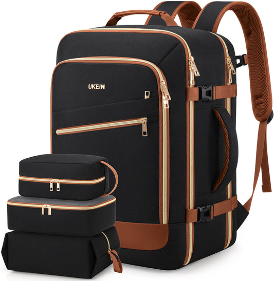 UKEIN Travel Backpack for Women Carry On Backpack Flight Approved 40L Personal Item Backpack Water Proof Backpack with Packing Cubes and Shoe Pocket