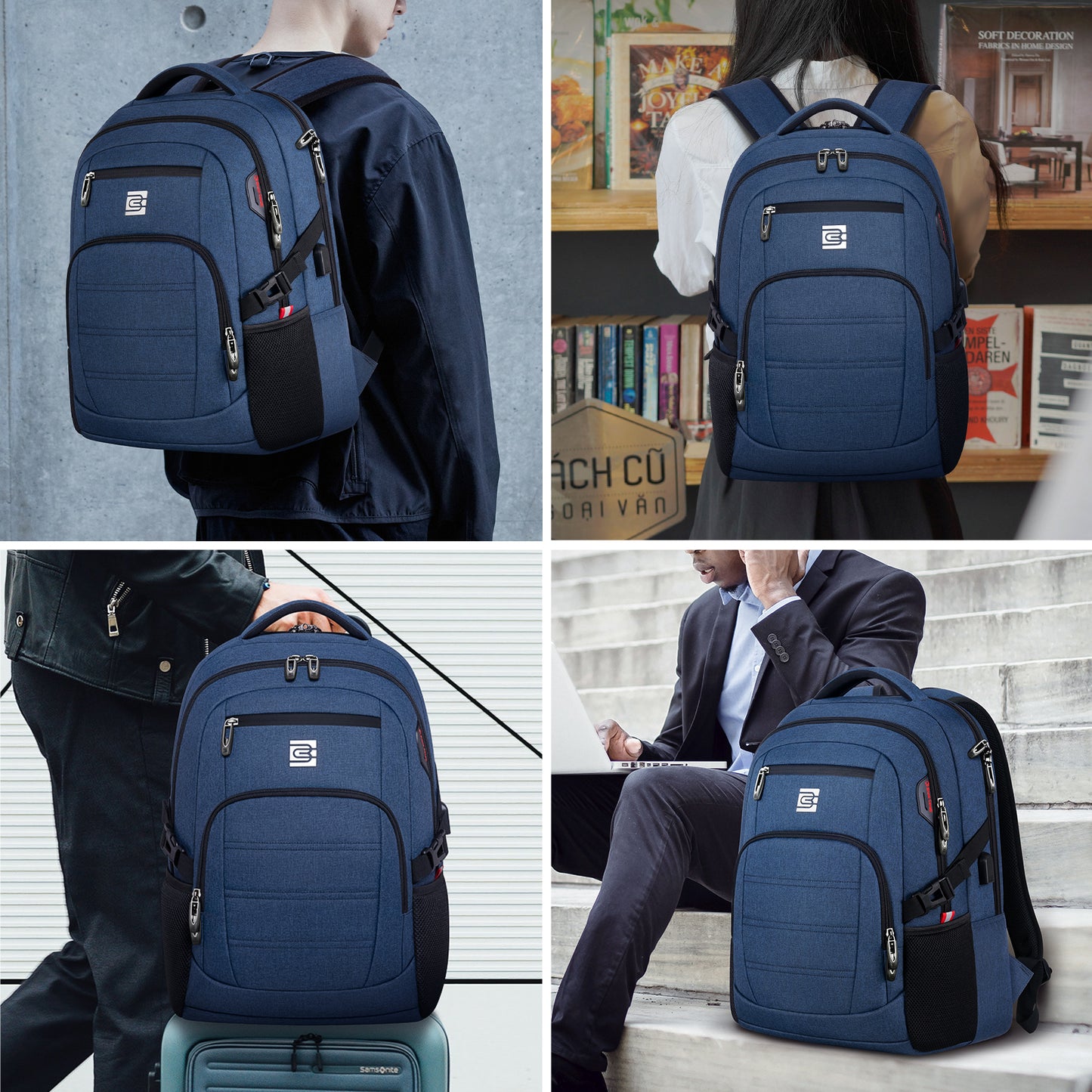 UKEIN Laptop Backpack with USB Charging Port Water Resistant Backpacks for Adults Work Business Laptop Backpack for Men