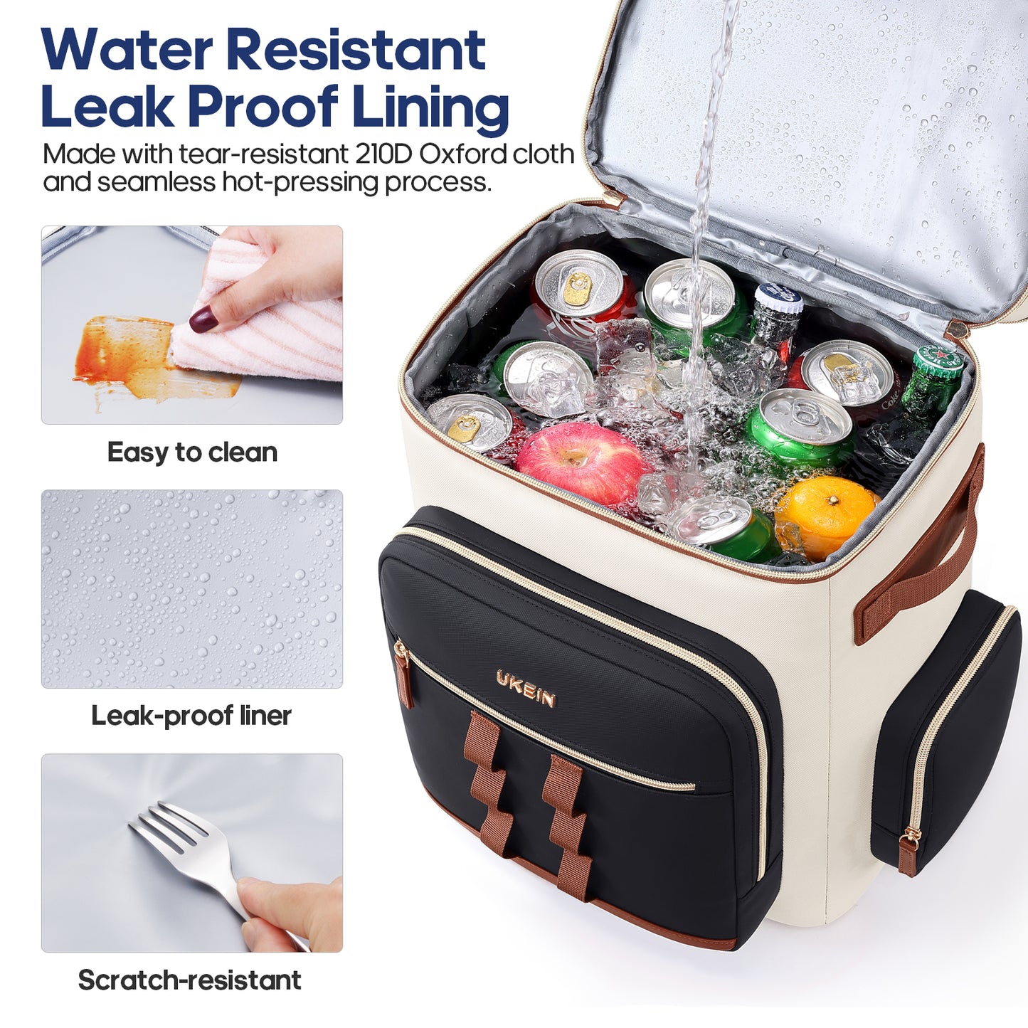 UKEIN 50 Can Backpack Cooler Insulated Leak Proof Soft Sided Cooler Backpack Waterproof Lunch Backpack for Men Women Camping Beach Picnic Work