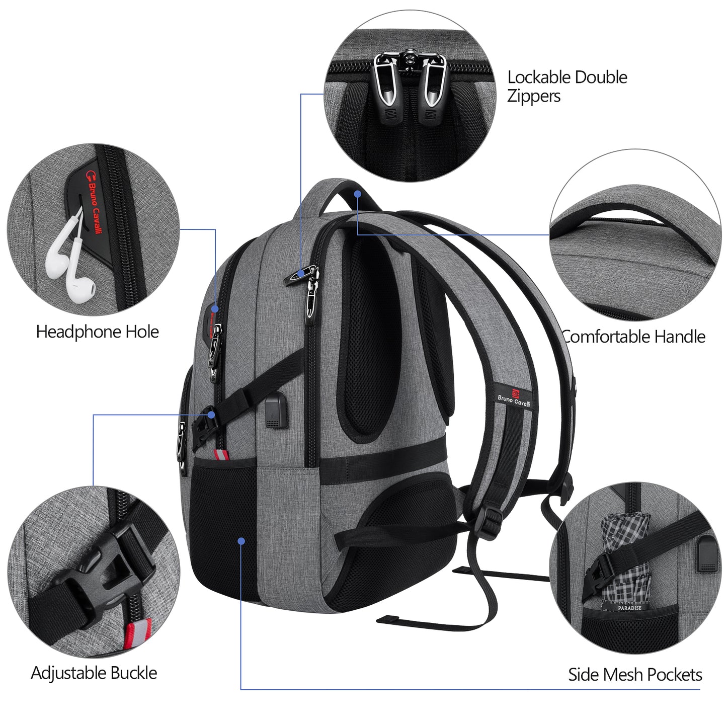 UKEIN Laptop Backpack with USB Charging Port Water Resistant Backpacks for Adults Work Business Laptop Backpack for Men