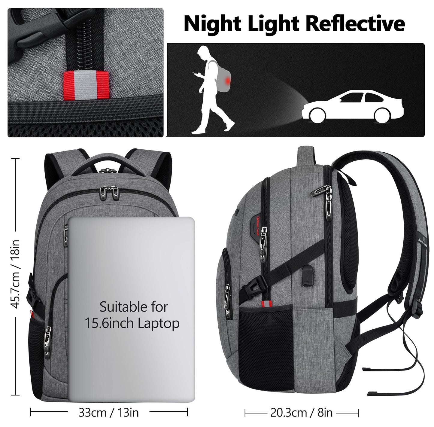 UKEIN Laptop Backpack with USB Charging Port Water Resistant Backpacks for Adults Work Business Laptop Backpack for Men